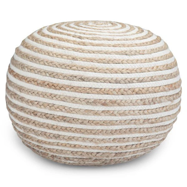 Cotton and Jute Woven Round Pouf