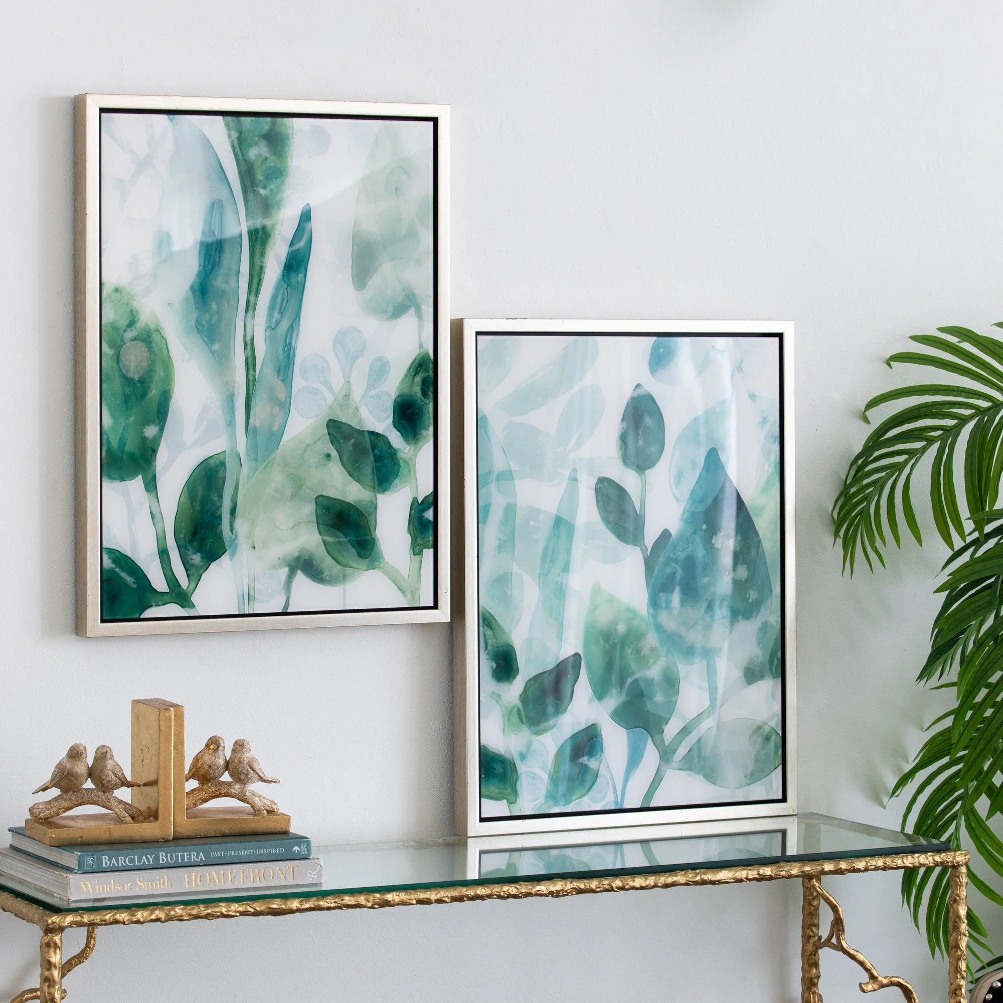 Wall Art with Watercolor Leaf Acrylic Prints, Set of 2