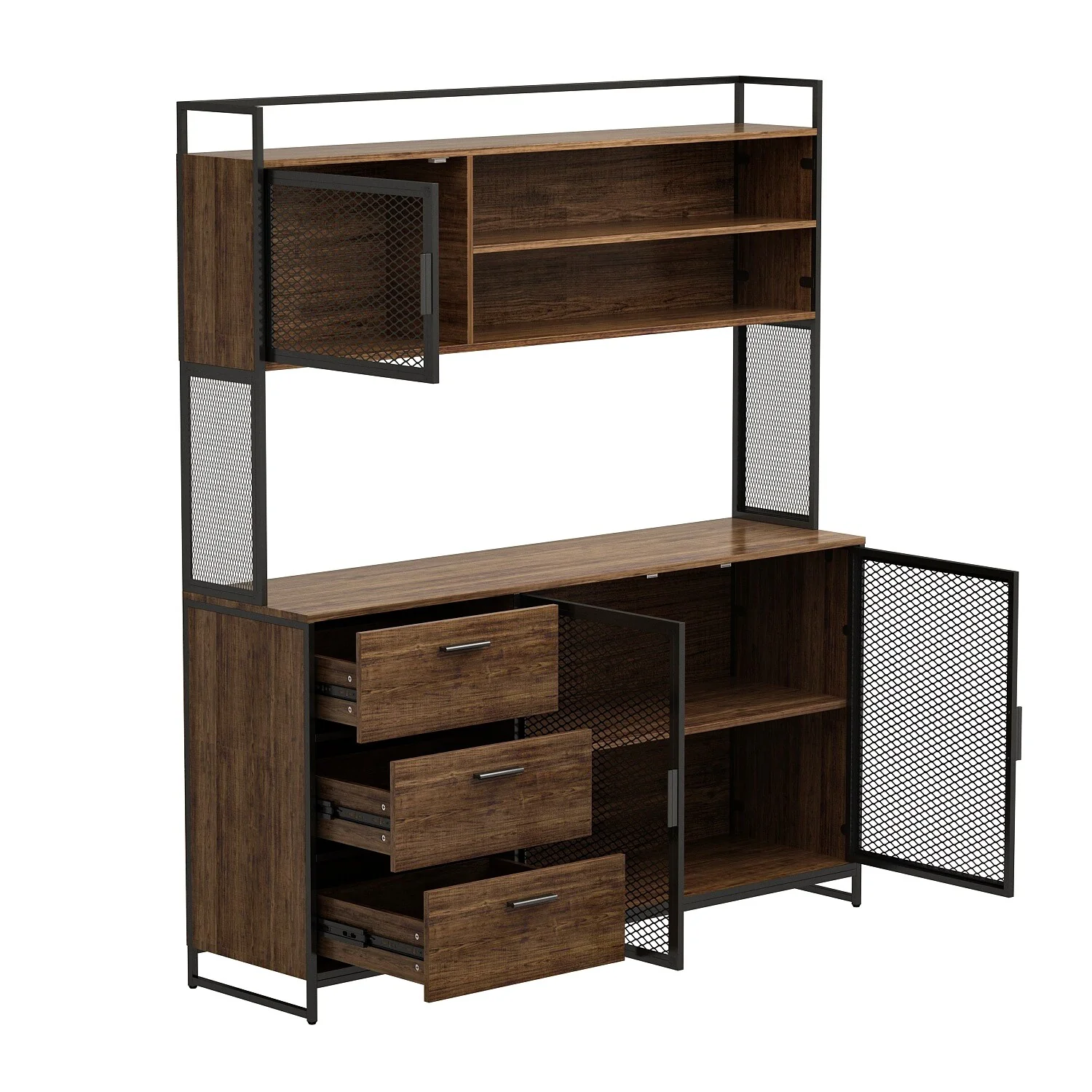 Large Buffet with Hutch,Kitchen Pantry Cupboard Sideboard
