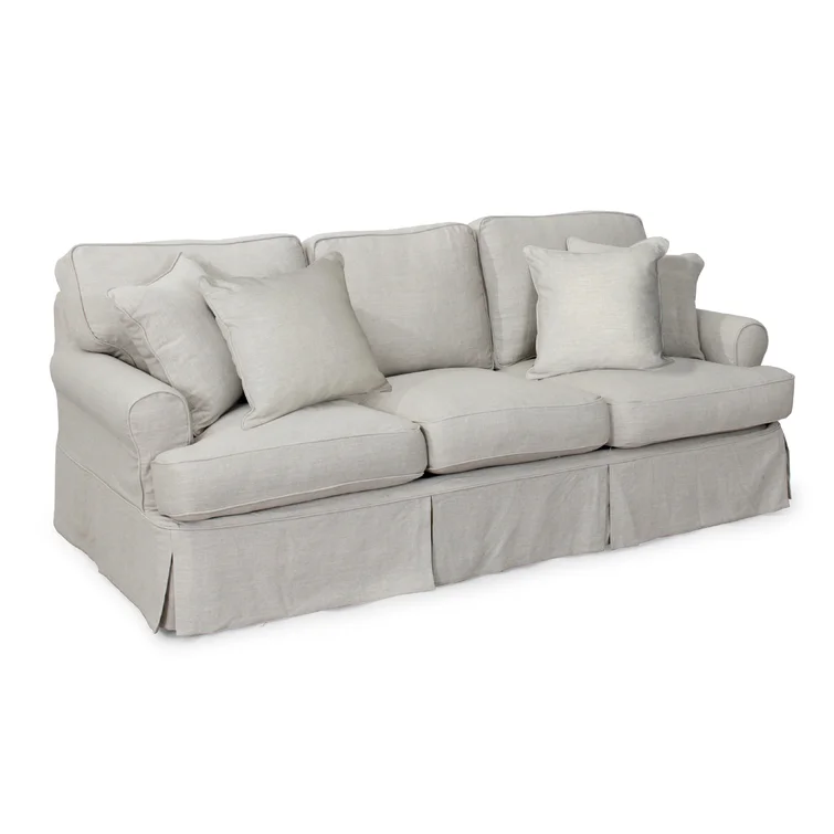 Pike 85" Rolled Arm Slipcovered Sofa with Reversible Cushions