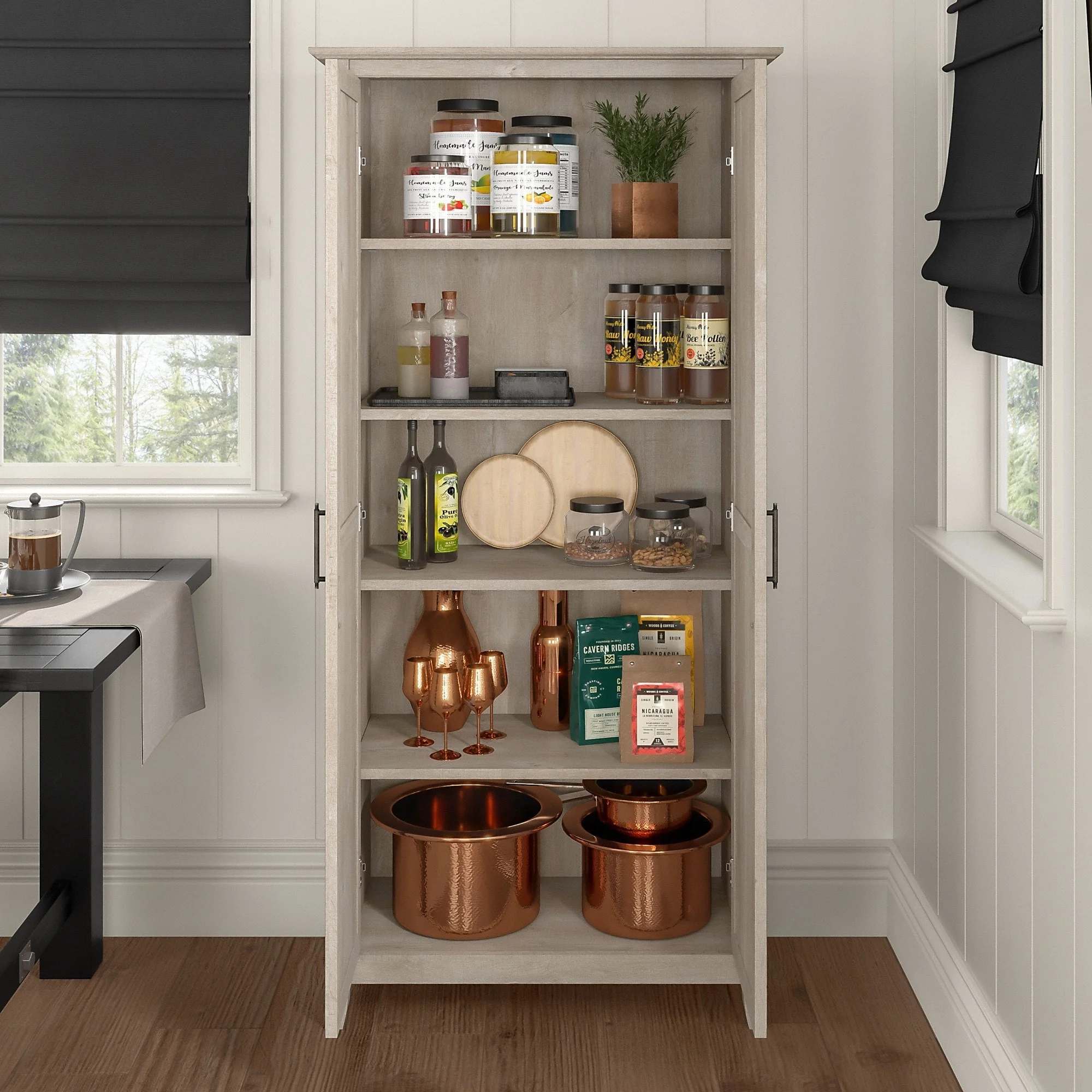 Key West Tall Kitchen Pantry Cabinet with Doors by Bush Furniture