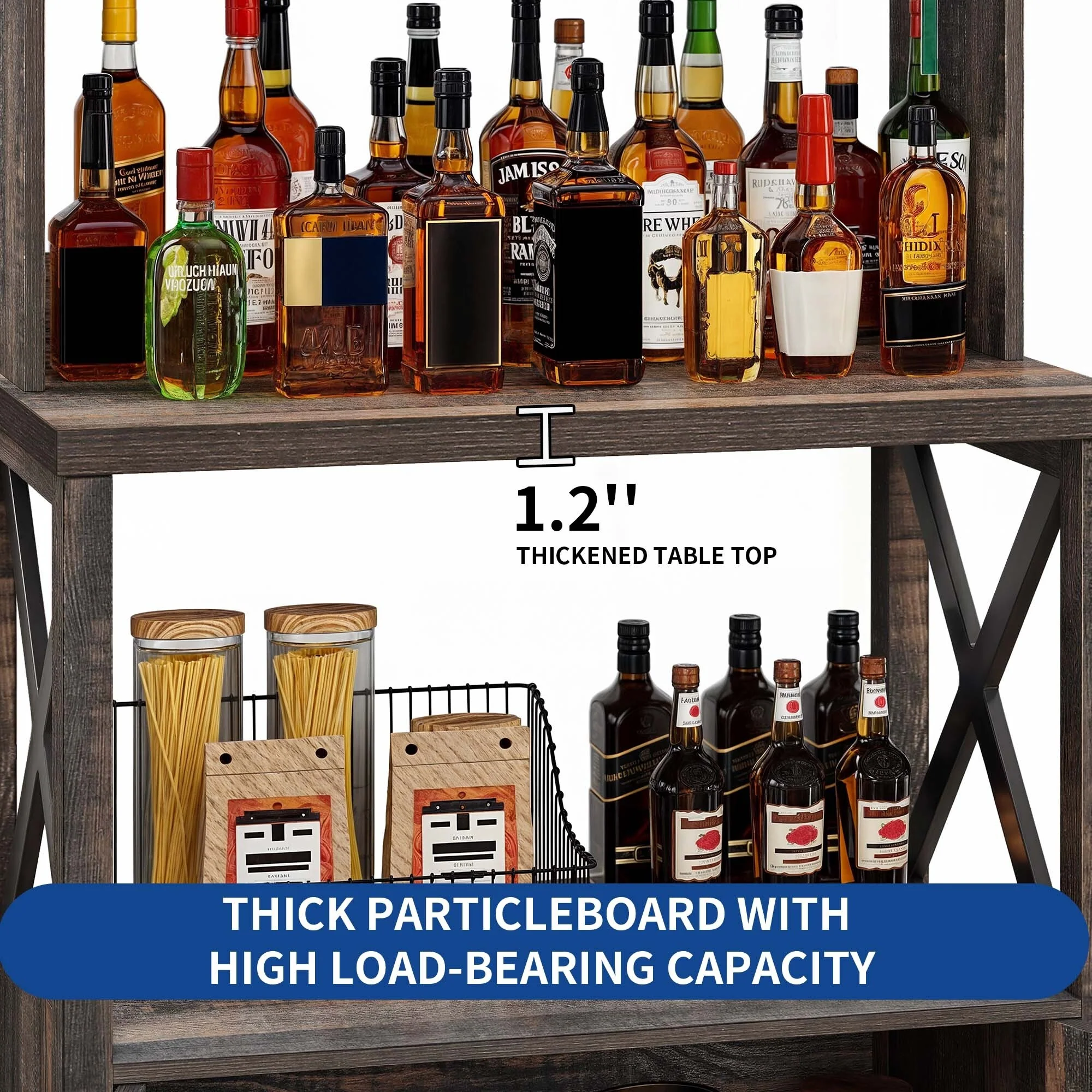 Moasis 5 Tier Kitchen Bakers Rack with Storage Shelves Microwave Oven Stand Kitchen Shelf Organizer