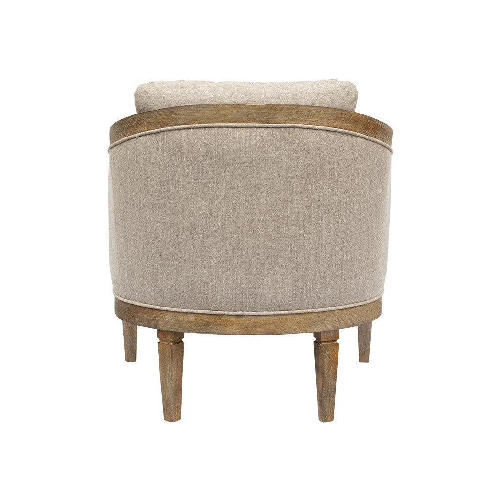 Upholstered Accent Chair with Removable Back Cushion and Recessed Arms
