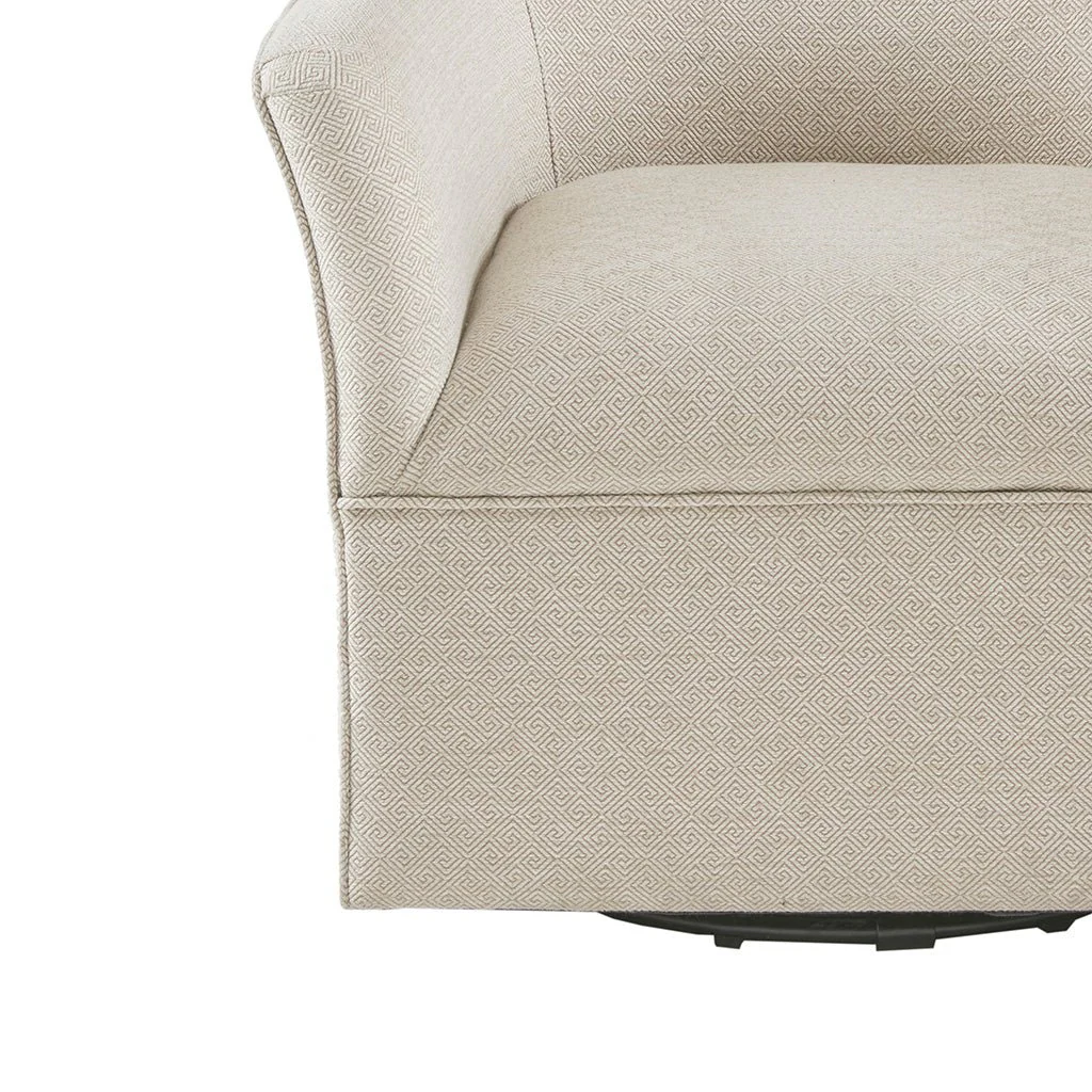 Upholstered Swivel Glider Chair with Flared Arms and Metal Base