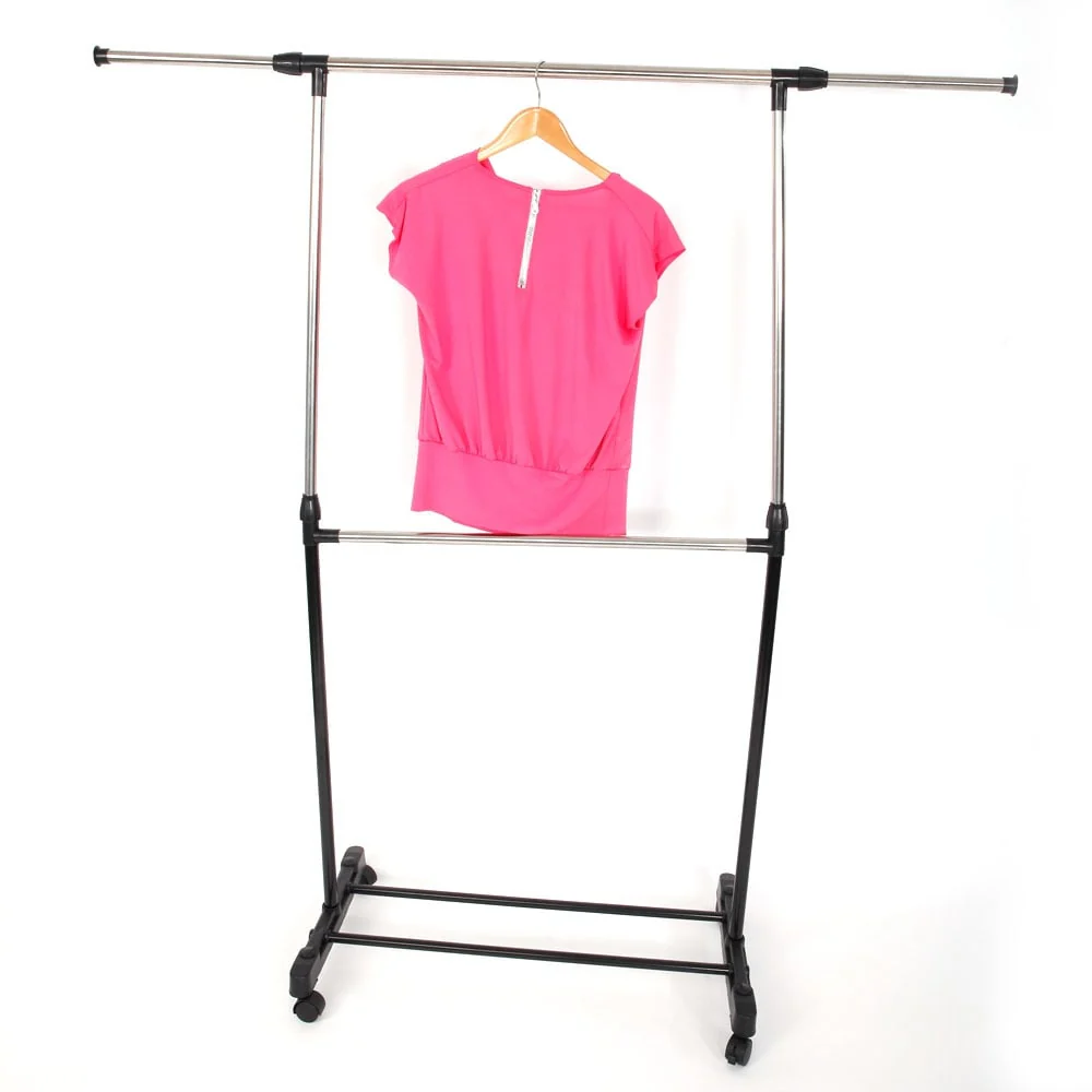 Single-bar Horizontal-stretching Stand Clothes Rack Black