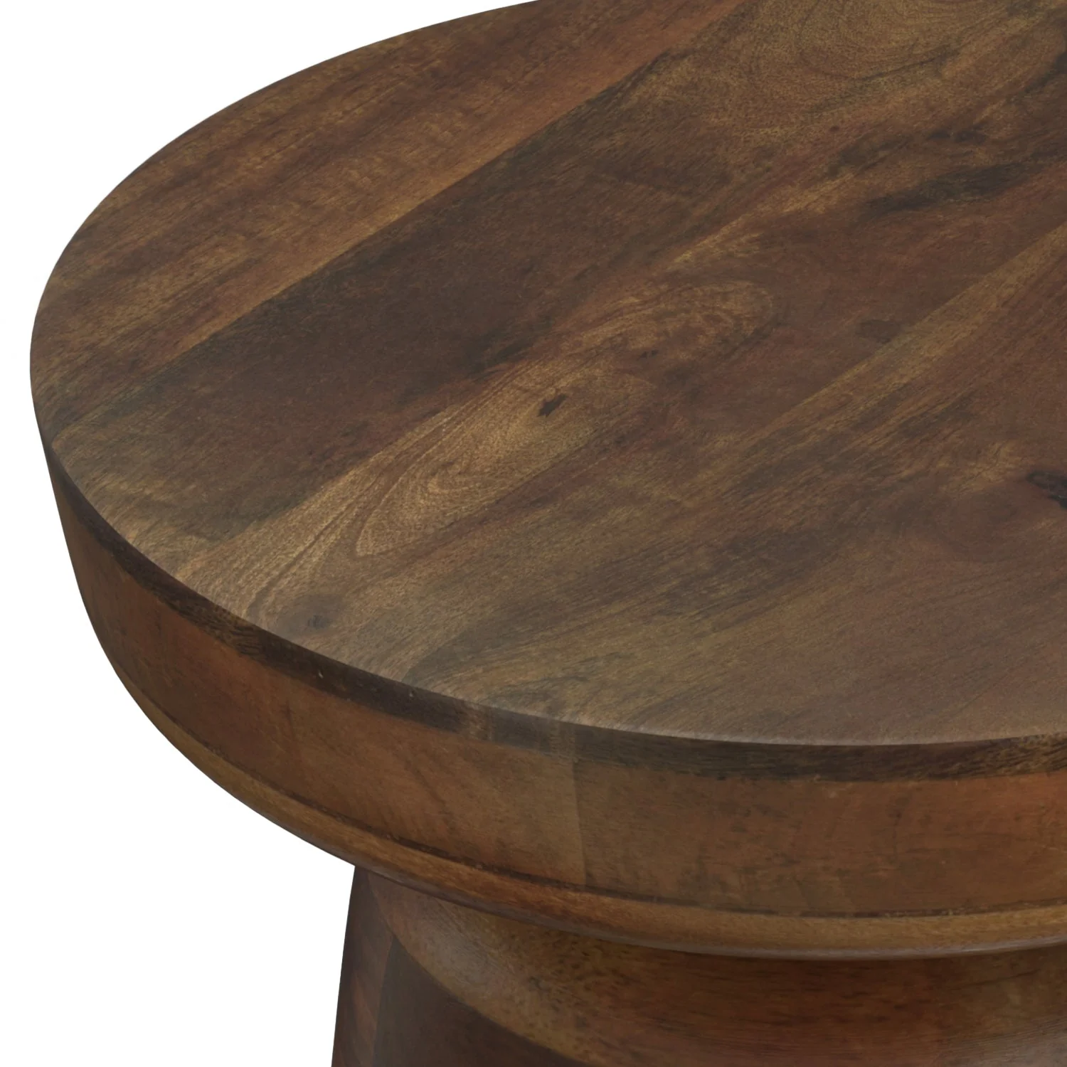 Xylophone Wooden Accent Table with Sculptural Design and Round Top