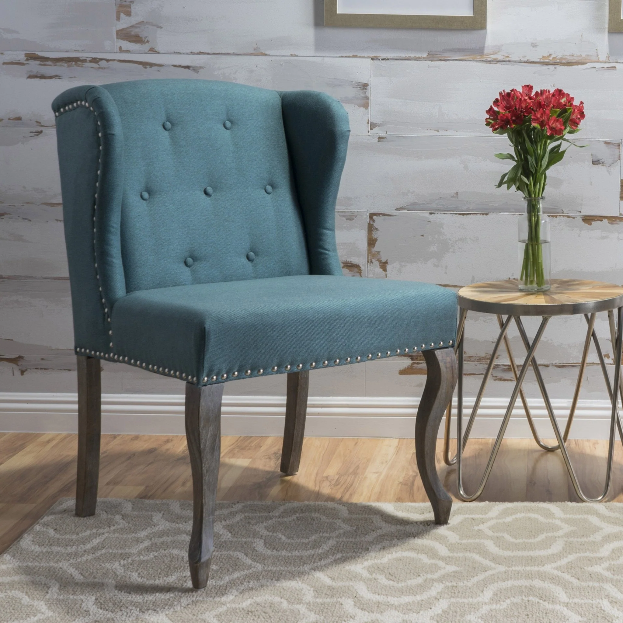 Valsa Upholstered Accent Chair with Nailhead Trim and Wing Back