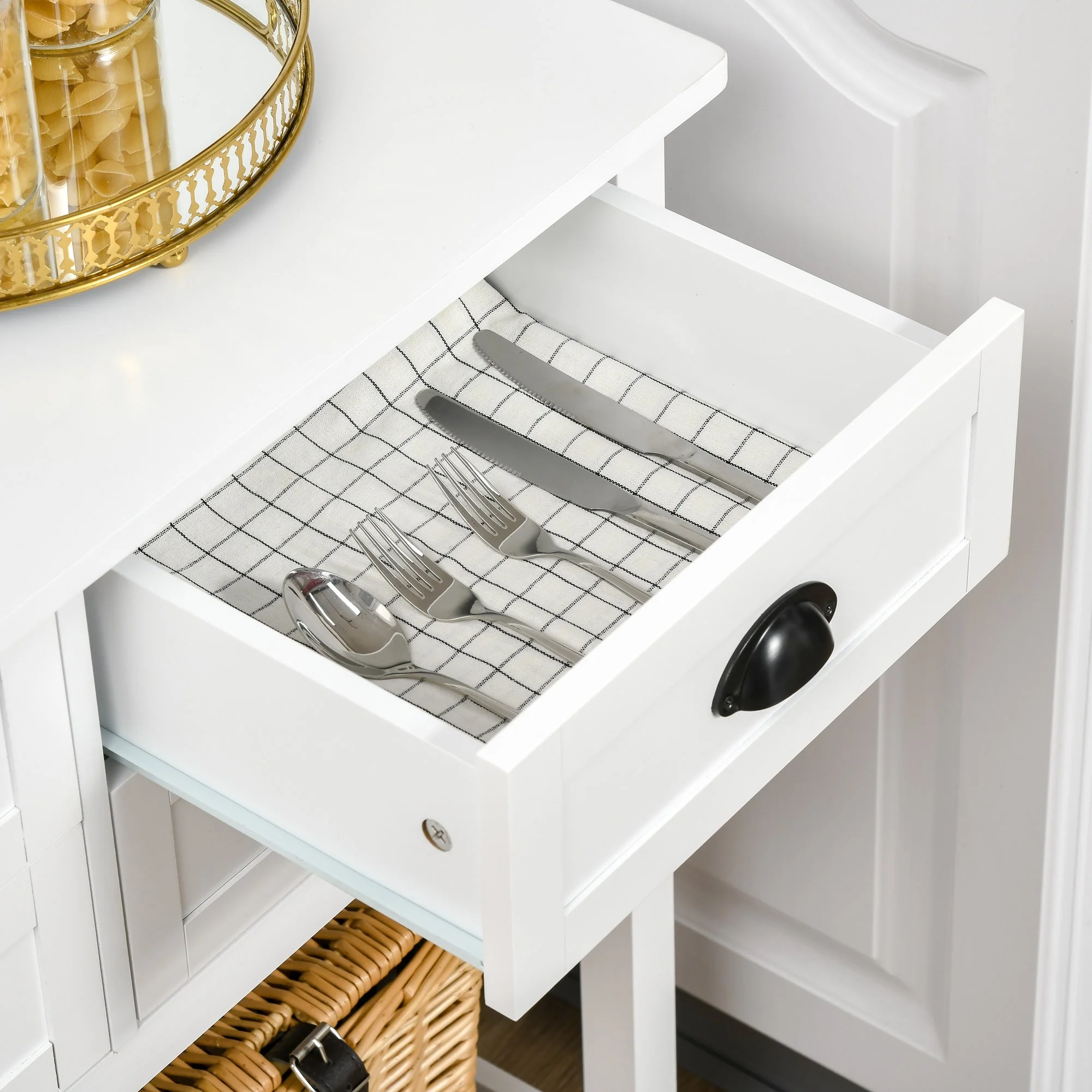 HOMCOM Sideboard Buffet Cabinet, Storage Serving Console Table with 4 Drawers and Slatted Bottom Shelf for Kitchen, Living Room
