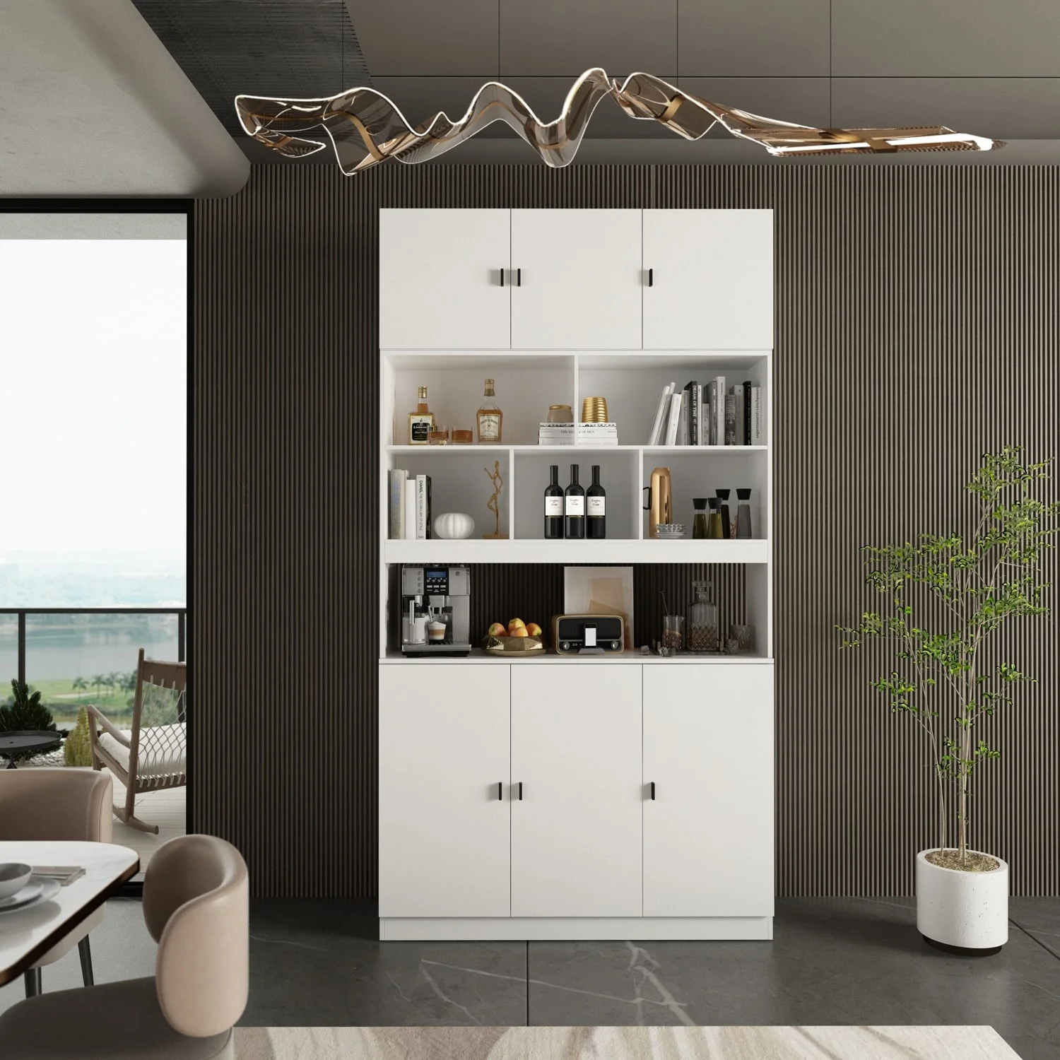 Combined BookShelves Kitchen Cabinet Display Cabinet Pantry Bookcase