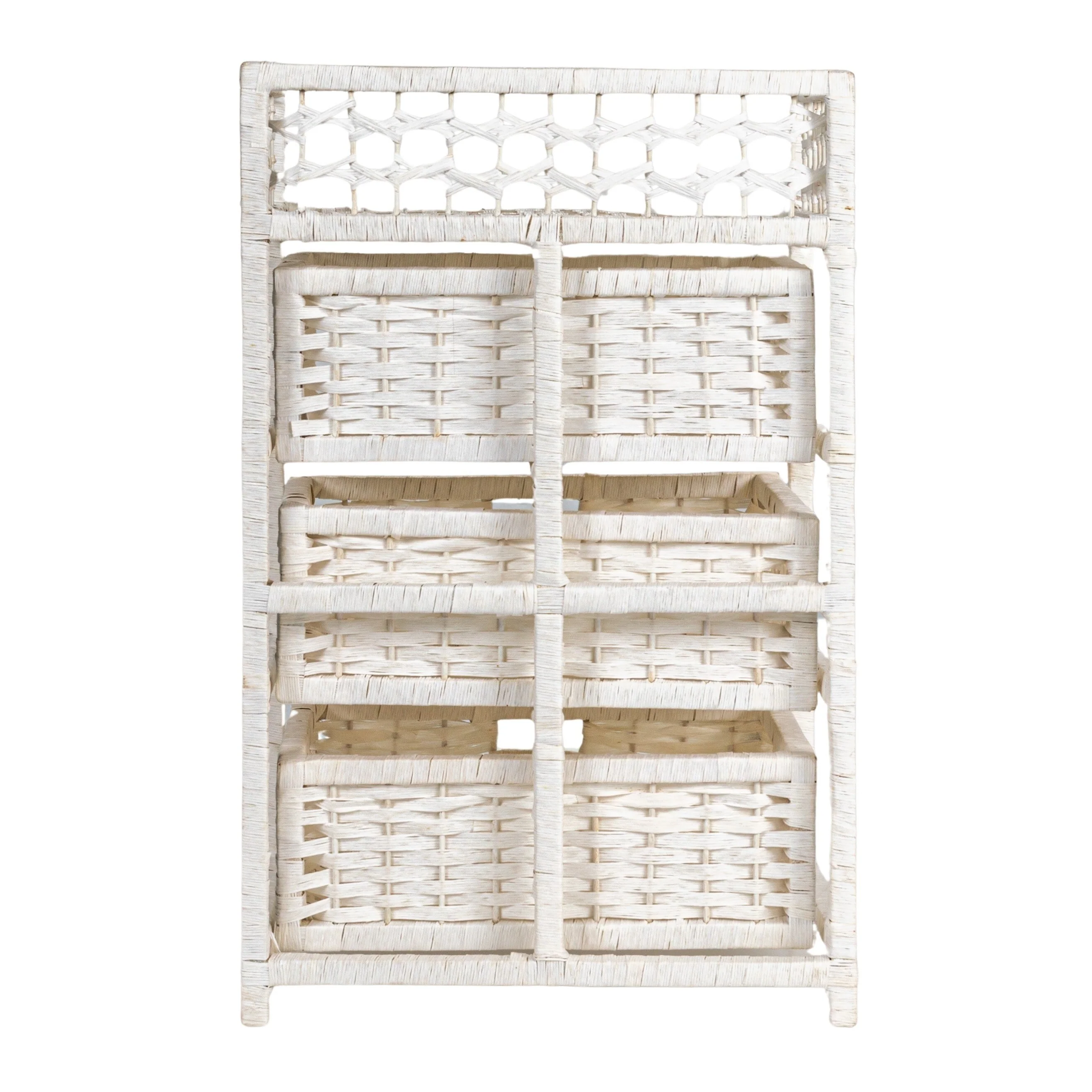 Household Essentials Woven 3 Drawer Chest with Cutout Handles