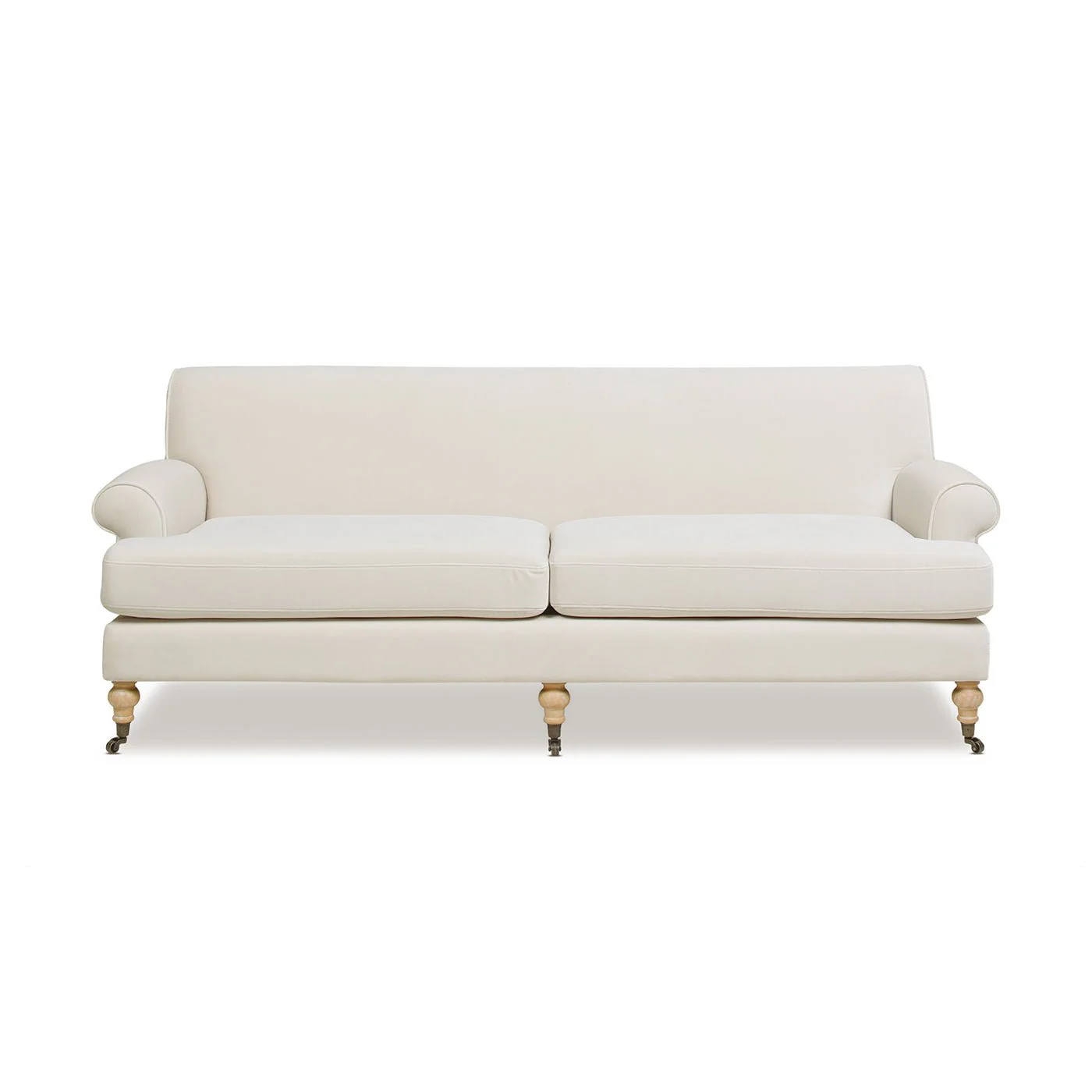 Creations Upholstered Sofa with Metal Casters and 2 Cushions Tightback