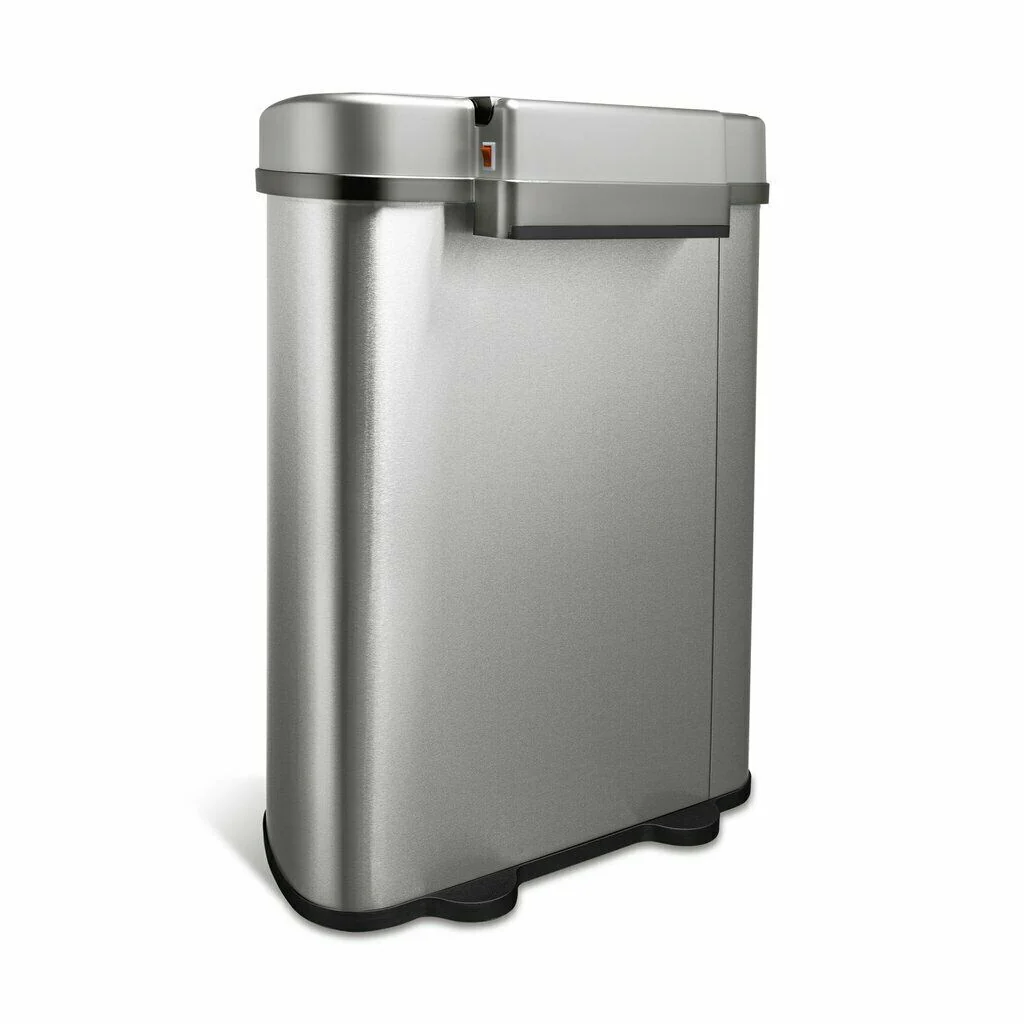 Nine Stars Motion Sensor 18-gal Stainless Steel Dual Unit Trash Can