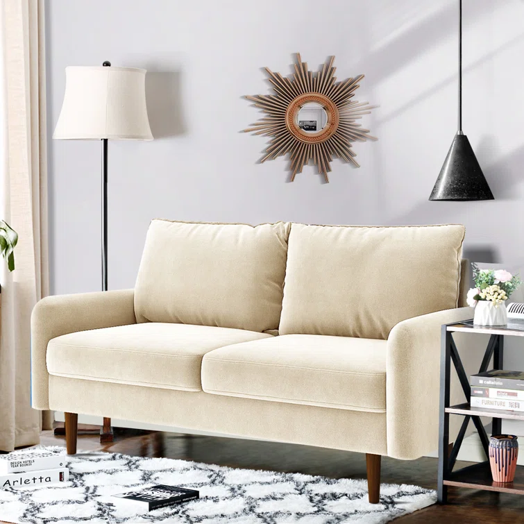 Mercer41 Hessville Sofa 57.8" Velvet Round Arm Apartment Loveseat
