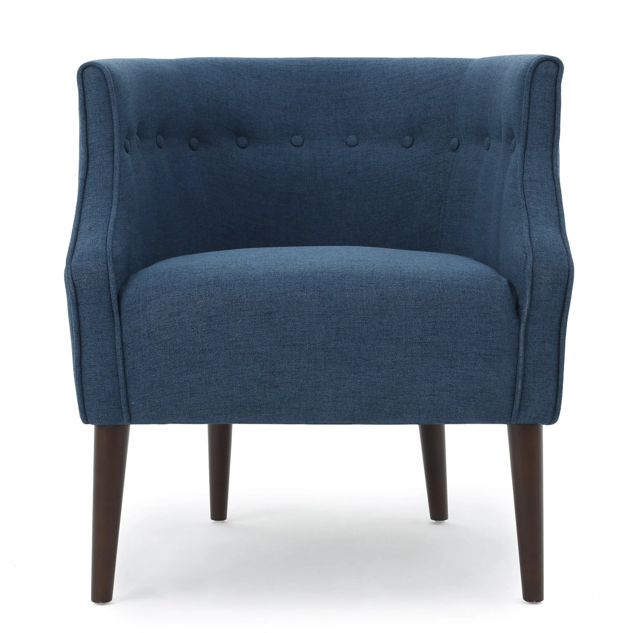 Flutter Upholstered Club Chair with Button Tufting and Tapered Wood Legs