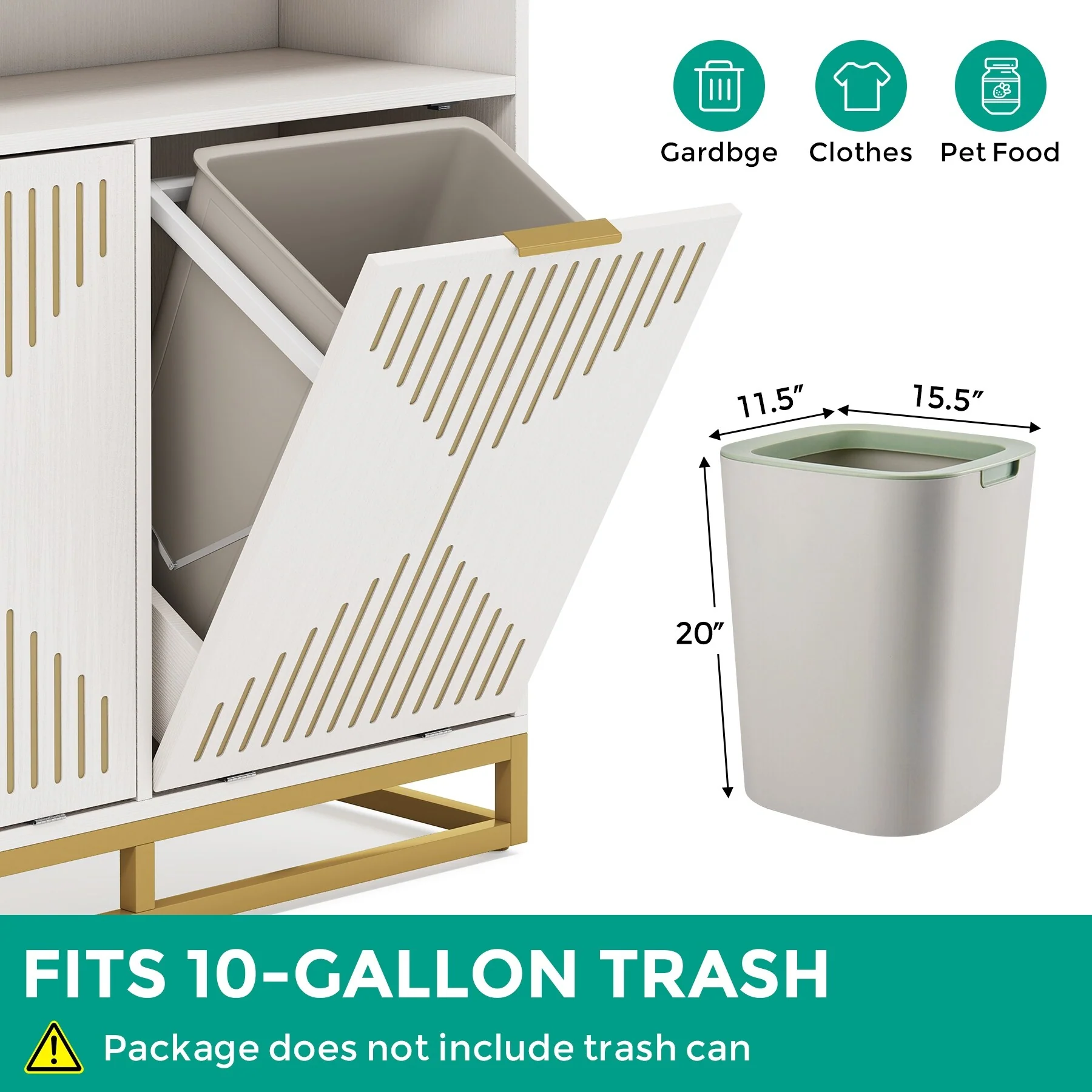 Double Tilt Out Trash Can Cabinet for Kitchen, 10 Gallon Recycling Cabinet