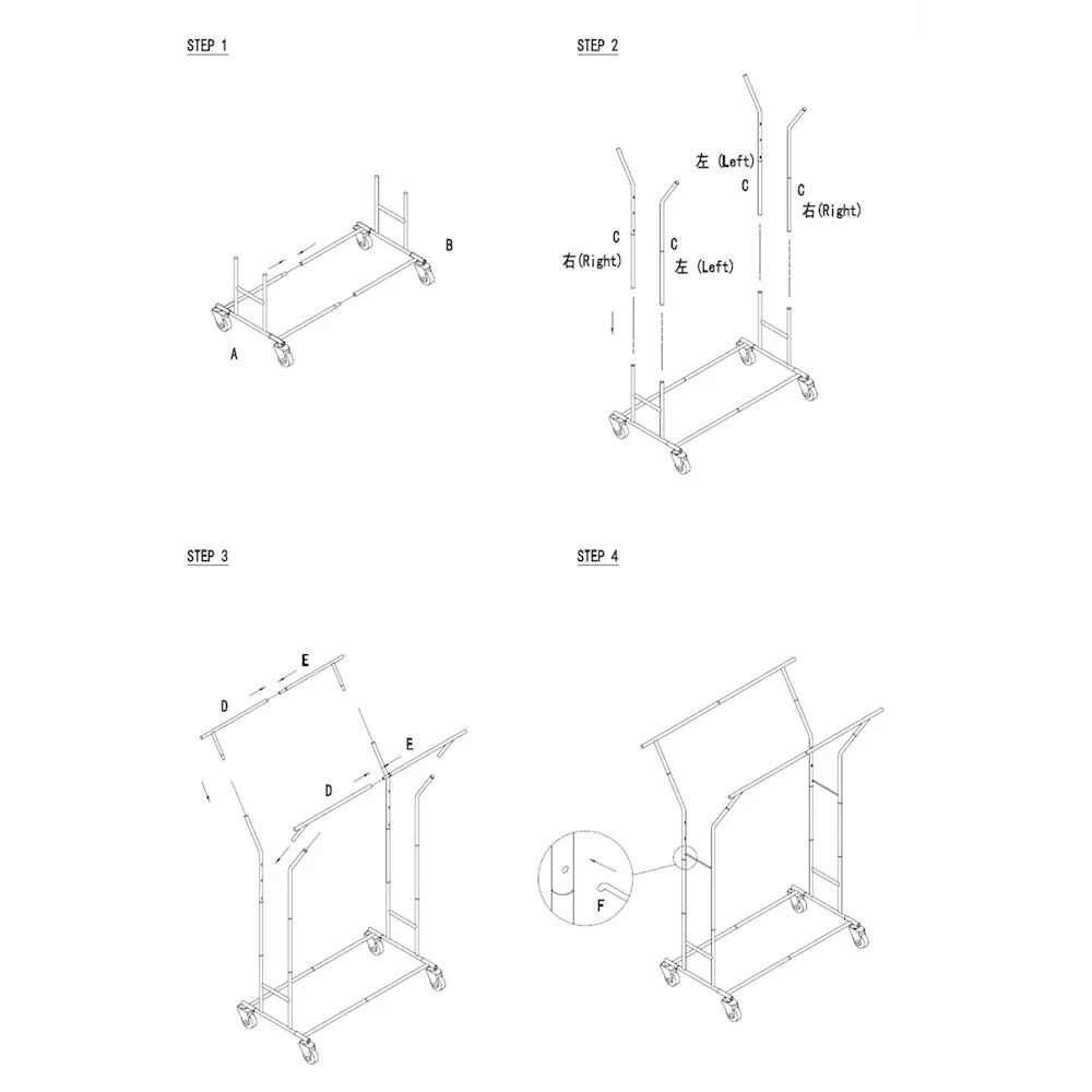 Portable Double-bar Steel Garment Rack Silver Clothes Drying Rack