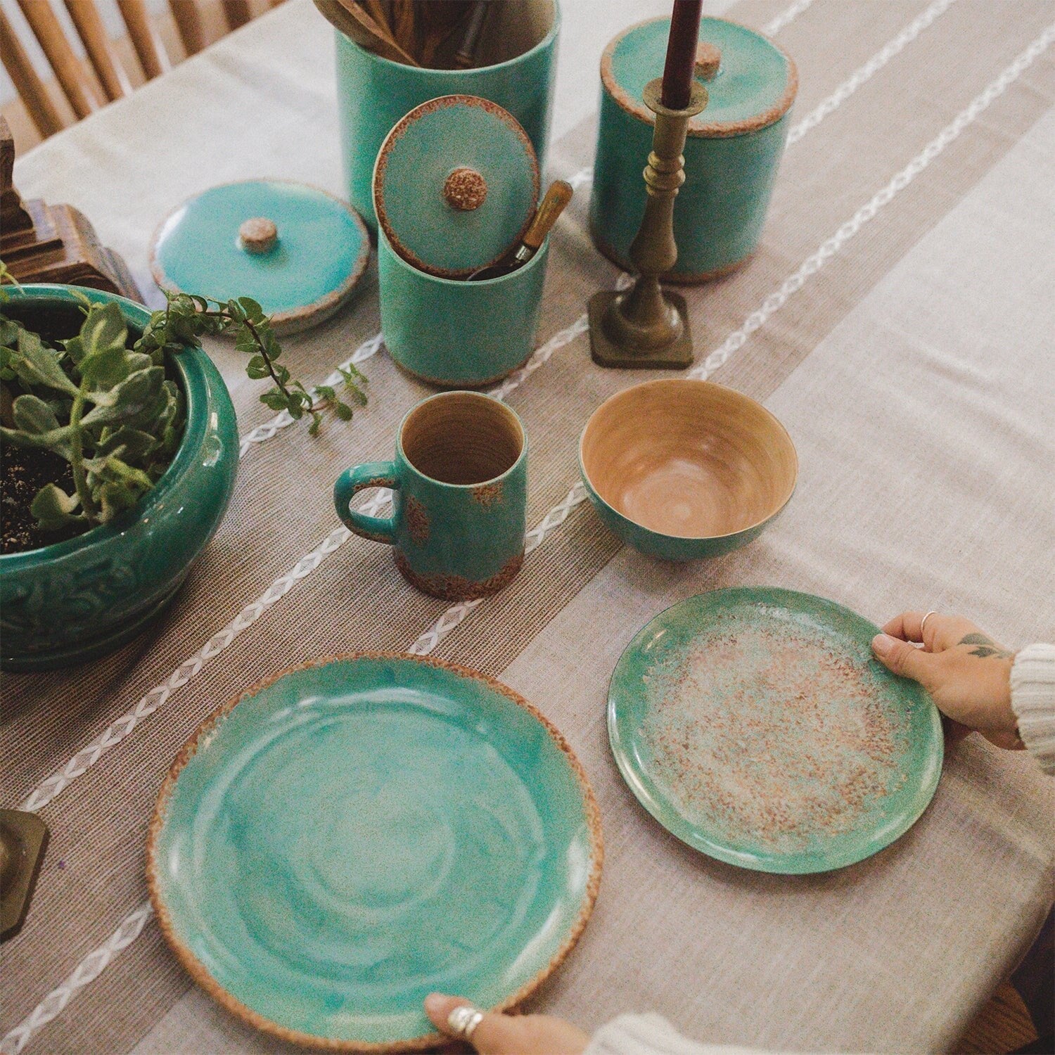 Paseo Road by HiEnd Accents Patina Turquoise Canister Set, 3PC