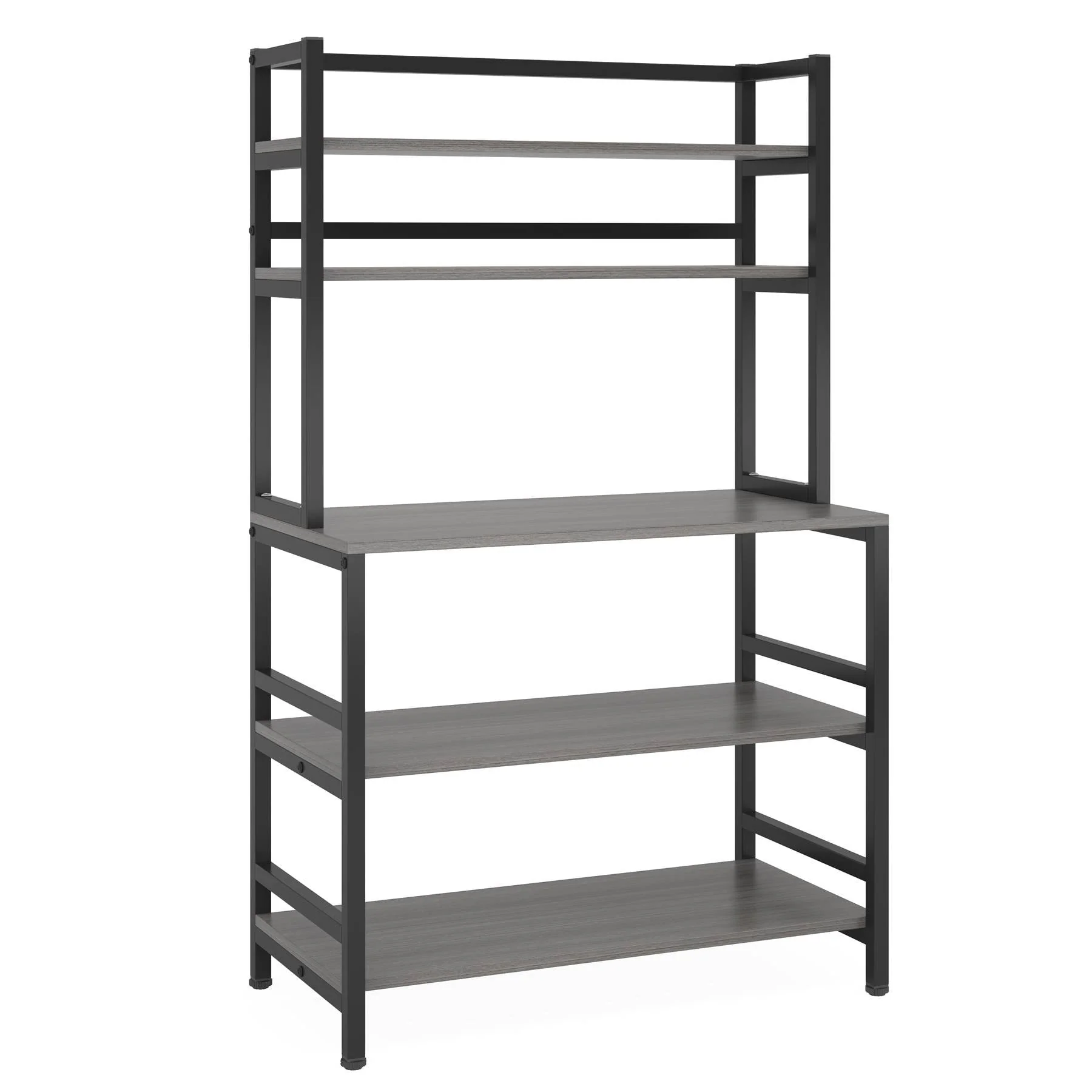 Brown/ Black 5-Tier Industrial Kitchen Bakers Rack Microwave Stand with Hutch,White Modern Kitchen Utility Storage Shelf