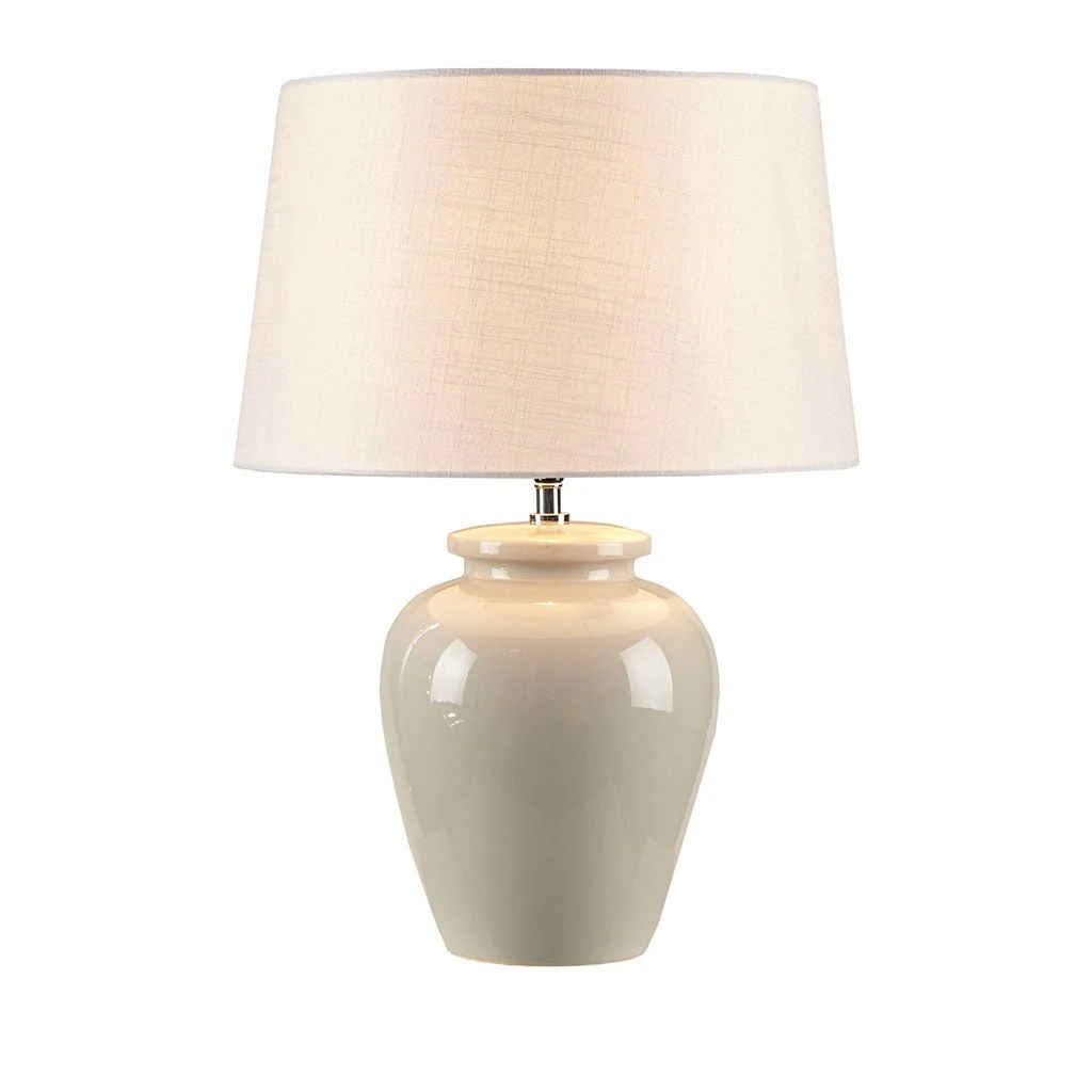 Ceramic Table Lamp with Vase-Shaped Base and Drum Shade
