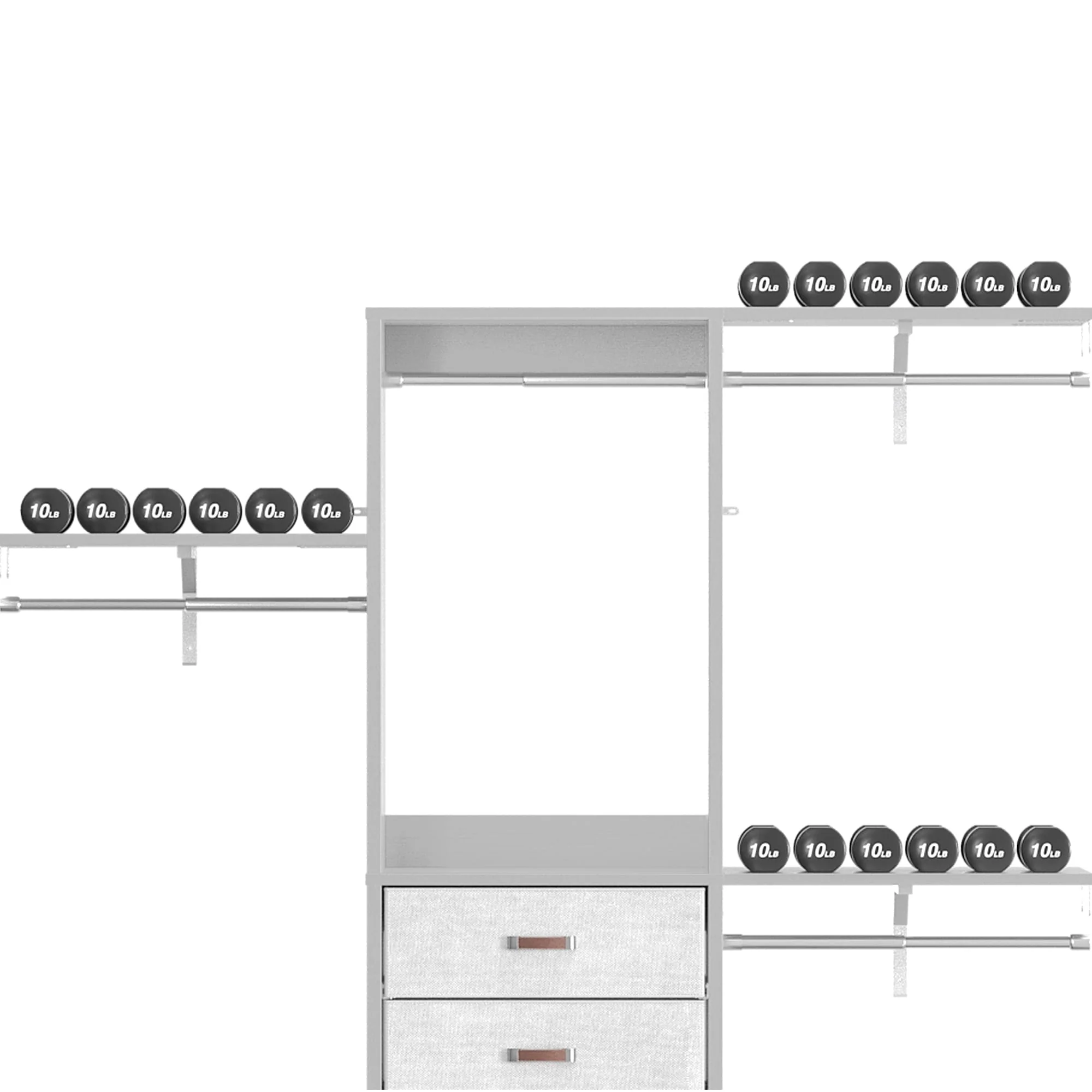 4FT Kid‘s Closet System with Fabric Drawers, DIY Closet Organizer with Adjustable Hanging Rods