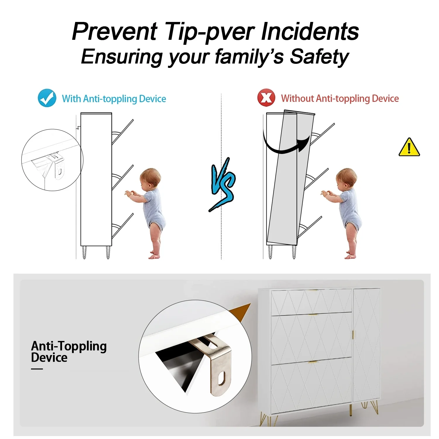 Shoe Cabinet with 3 Flip Drawers & Boot Rack Narrow Shoe Rack
