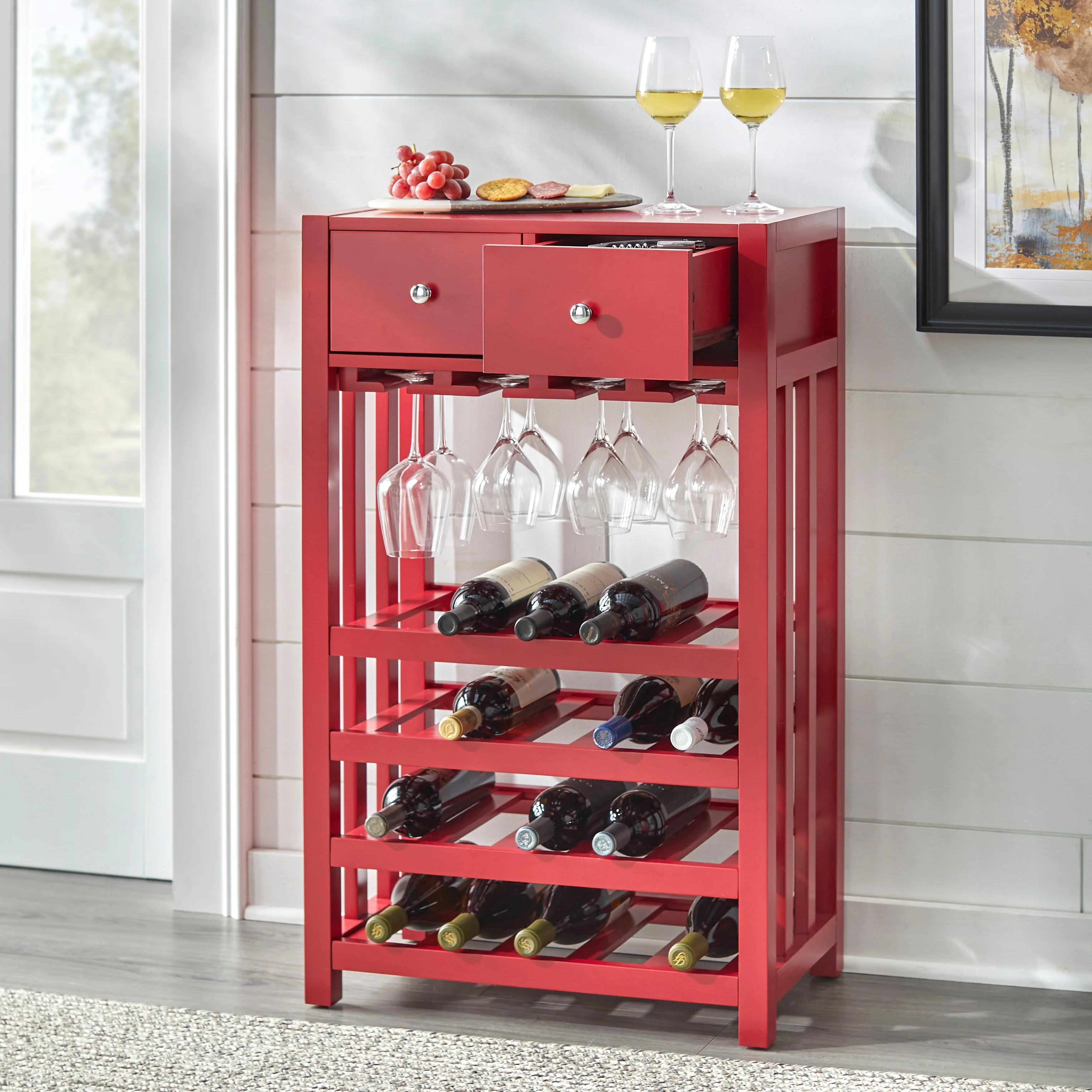 Simple Living Pinot Wood 20-bottle Bar Cabinet