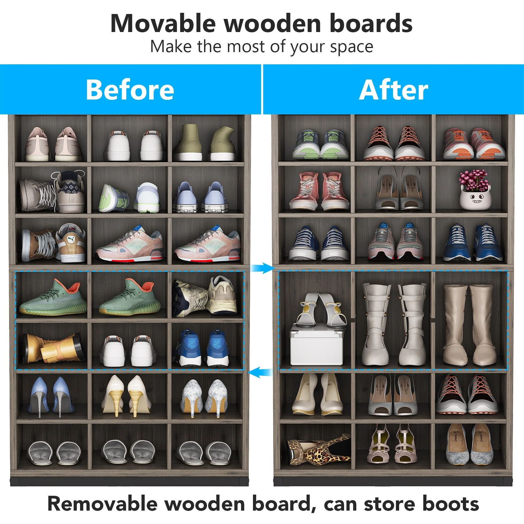 8-tier Shoe Storage Cabinet Organizer Rack with 24 Cubbies