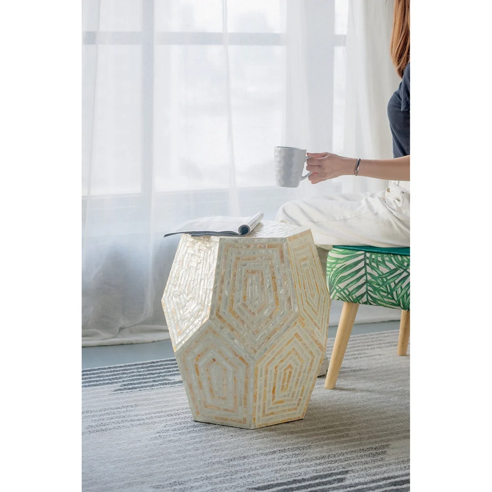 Hexagonal Capiz Side Table