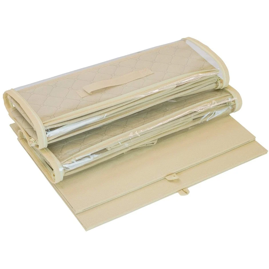 Storage Bags Closet & Underbed Organizer Set, Clear Cover, Foldable with Carry Handles (2-Pack)
