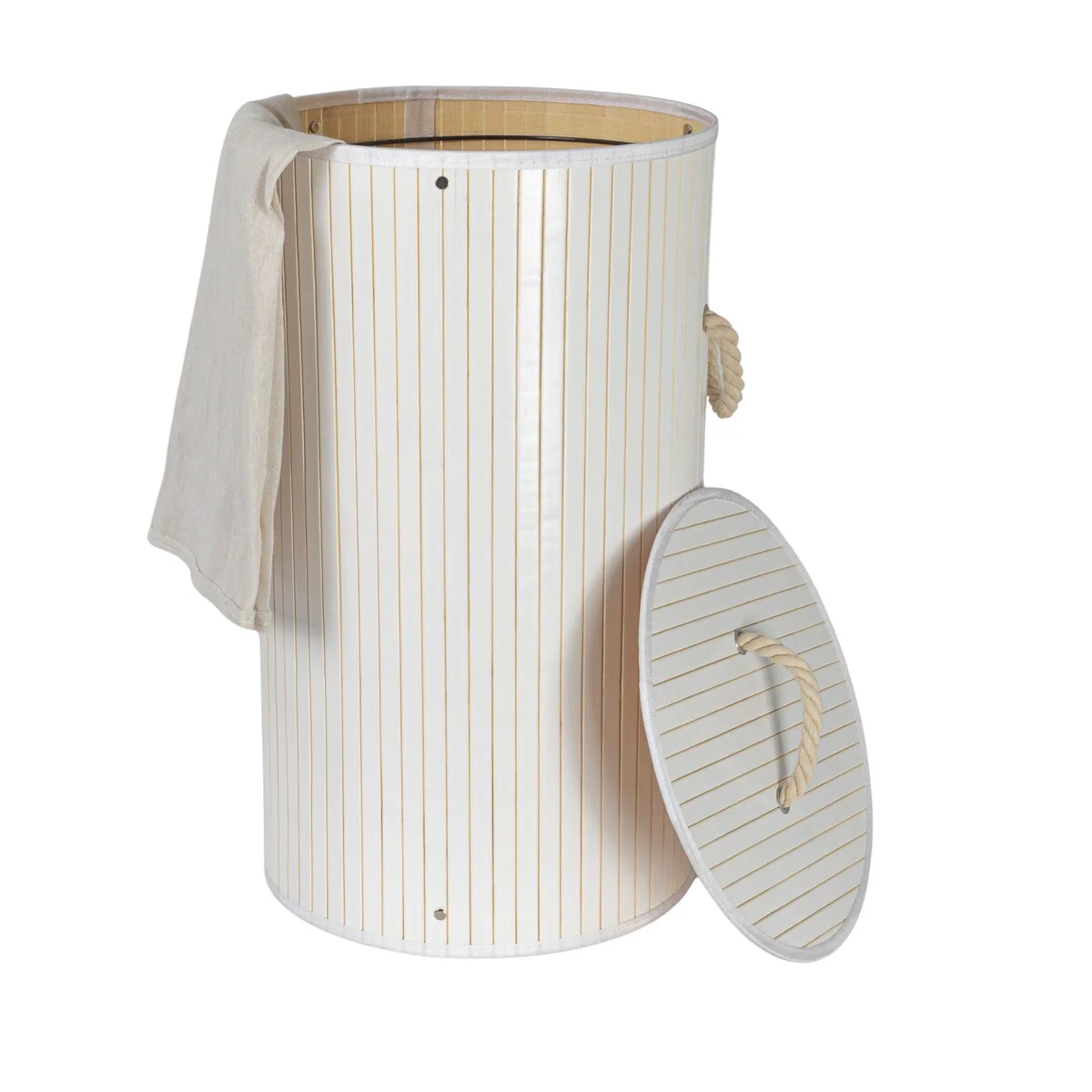 Household Essentials Bamboo Laundry Hamper with Handles and Removable Laundry Bag