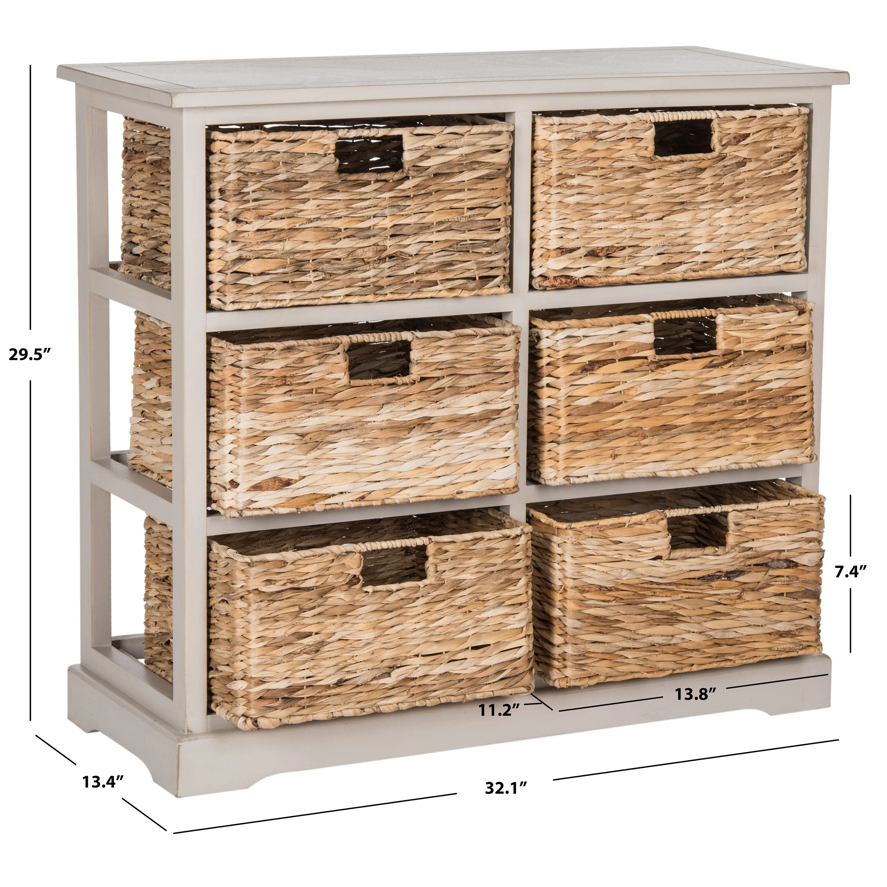 SAFAVIEH Fidelia Distressed Black 6-Drawer Wicker Basket Storage Chest - 32.1