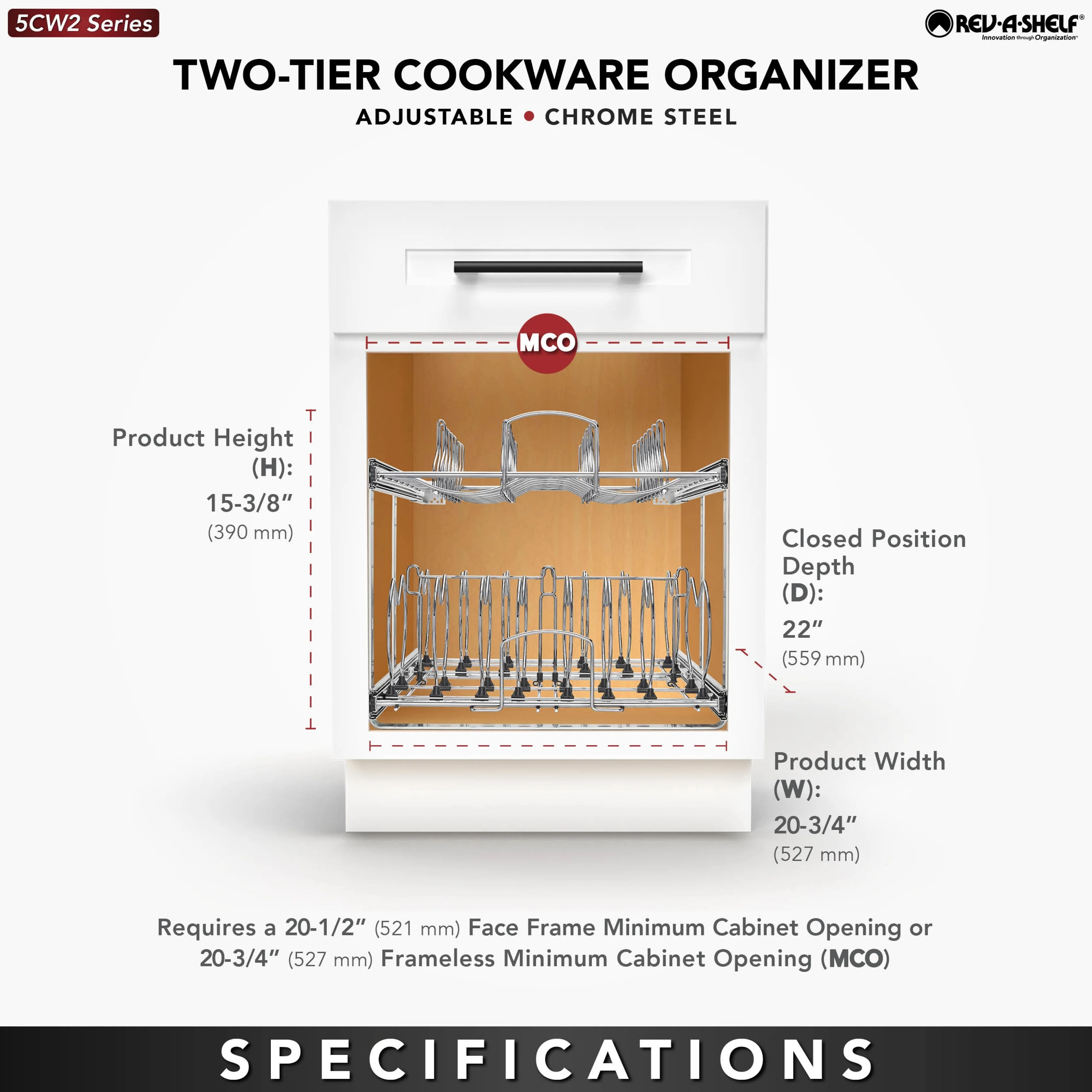 Rev-A-Shelf Pullout Cabinet Pot and Pan Organizer, 21