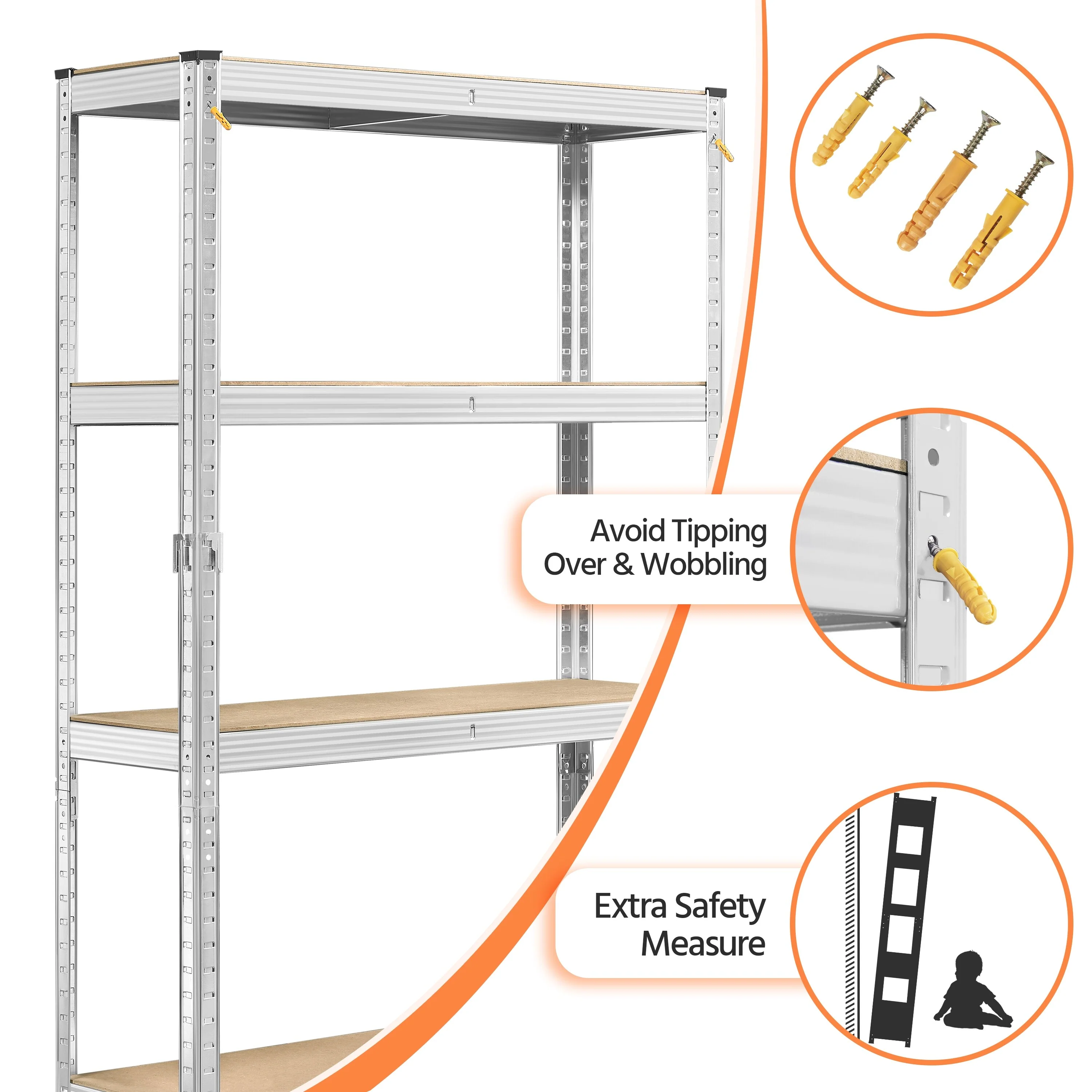 Yaheetech Adjustable 5-Tier Shelf Metal Storage Rack for Home/Office/Garage - 35.5″ L × 12″ W × 71″ H