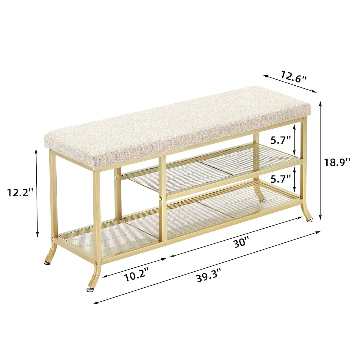 Shoe Bench, 2-Tier Rack for Entryway