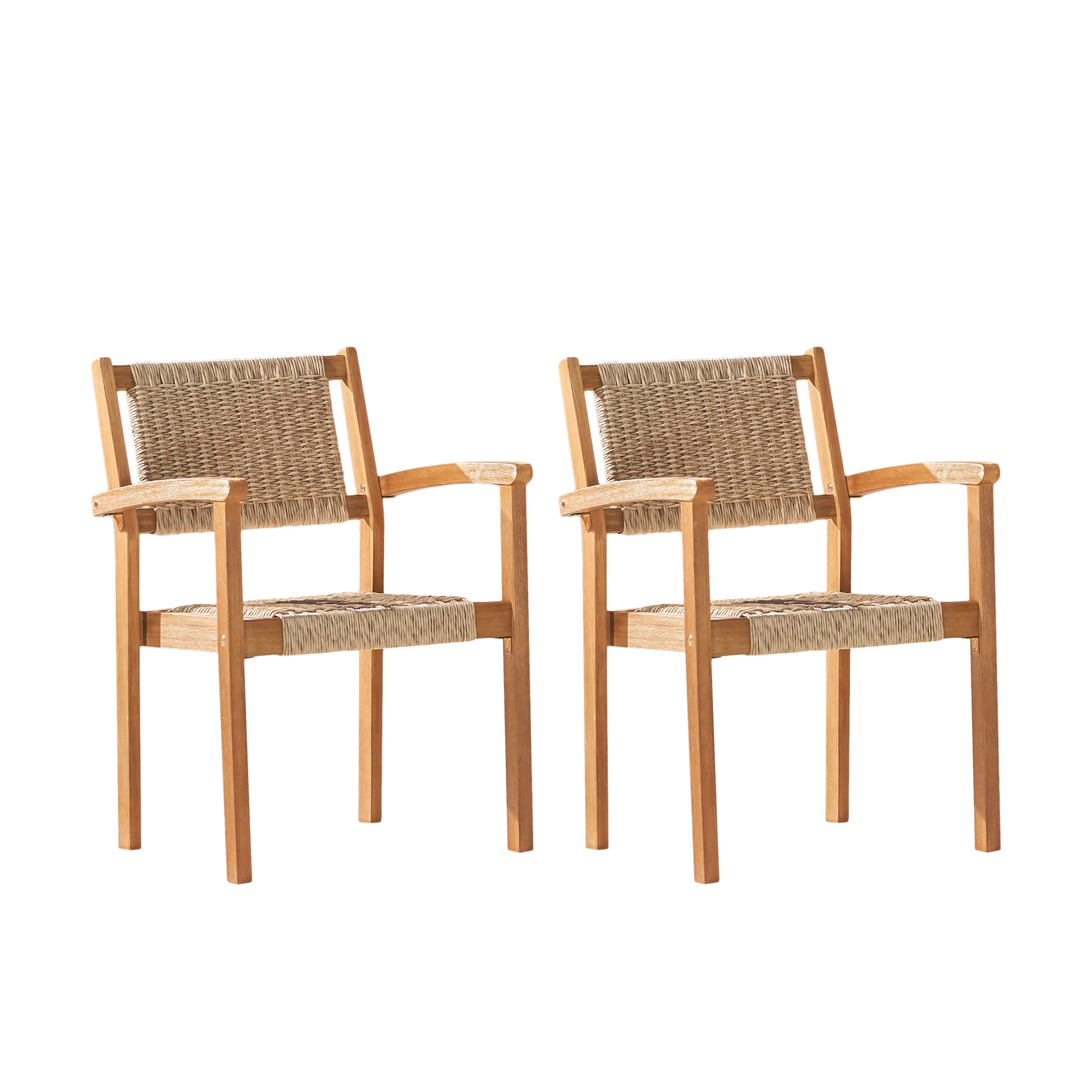 Mauricio Honey Wood Outdoor Dining Chairs, Set of 2