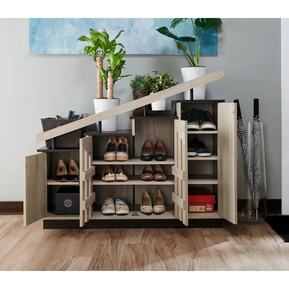 Garner Rustic 9-shelf Storage Shoe Cabinet by Furniture of America