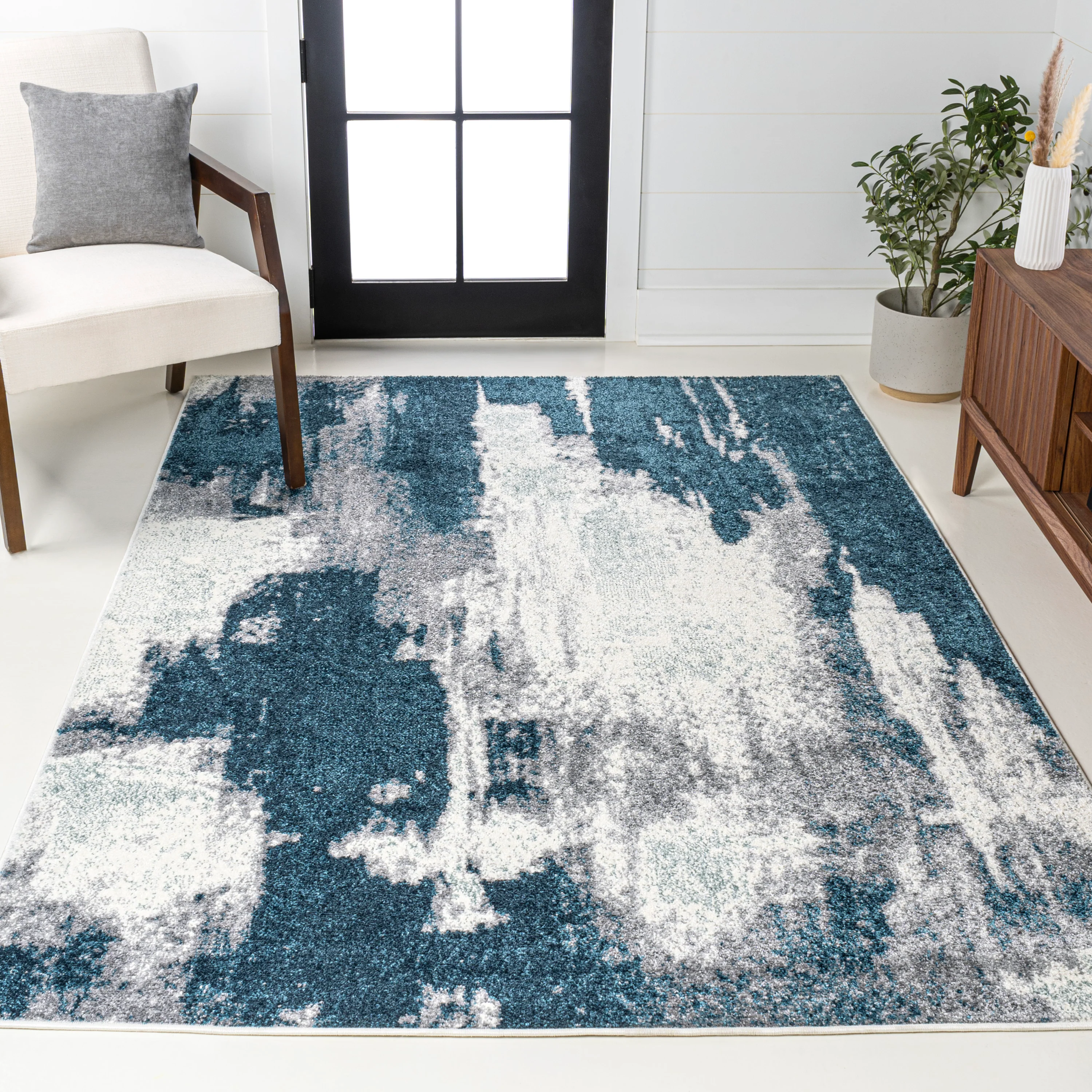 Zoe Contemporary Bohemian Abstract Marble Area Rug