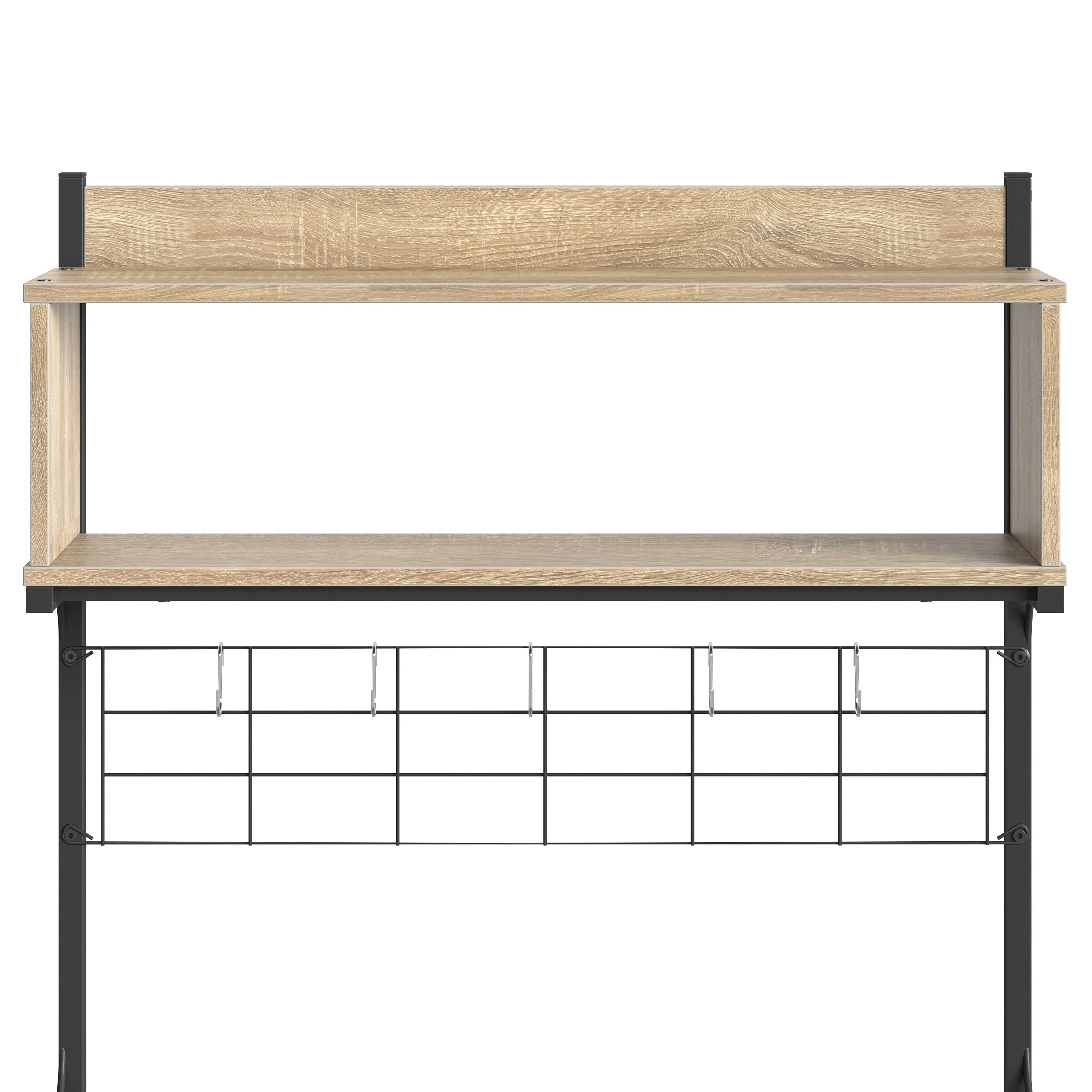 63 Inch Kitchen Baker's Rack with Hutch 8 Side Hooks