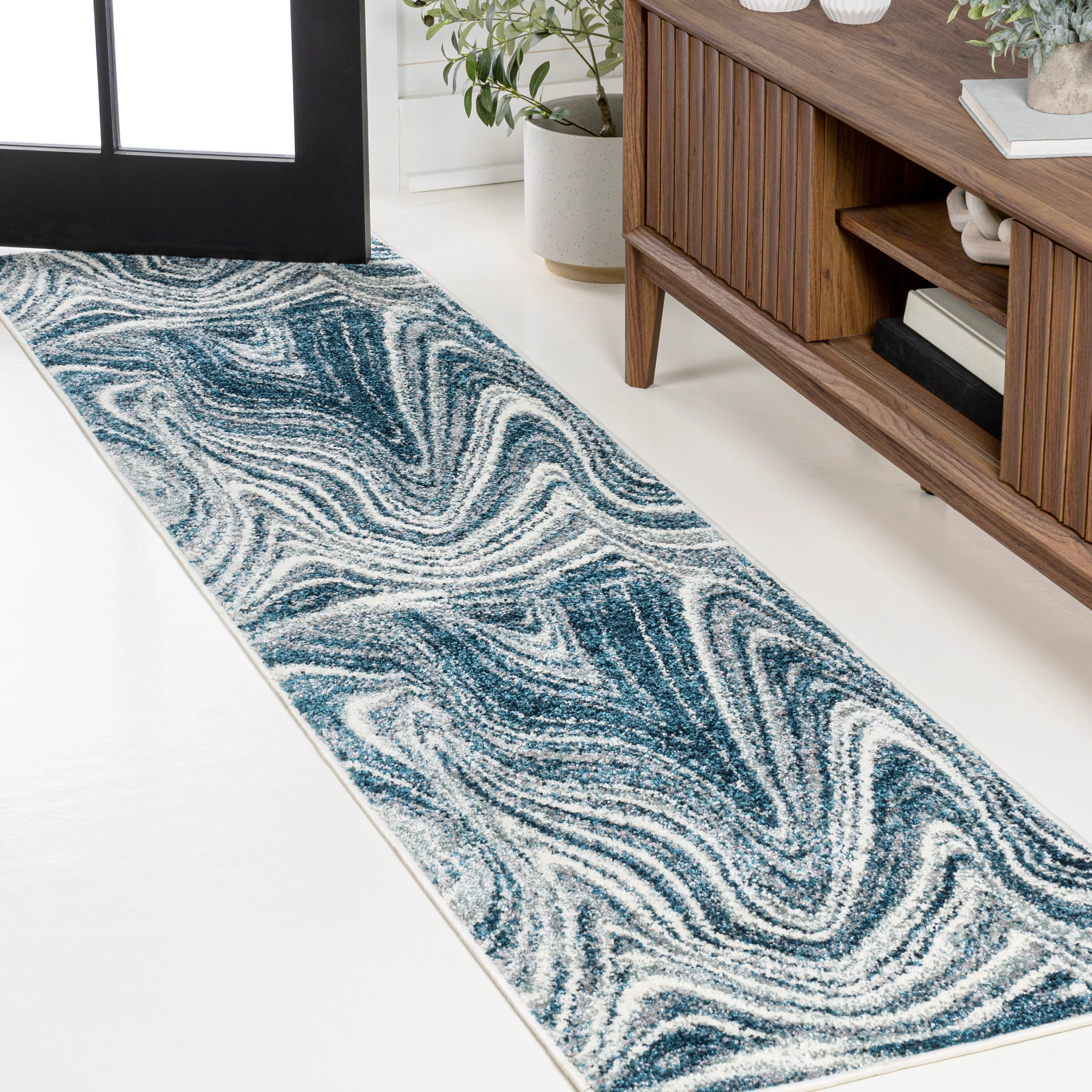 Eleni Contemporary Glam Abstract Marble Area Rug