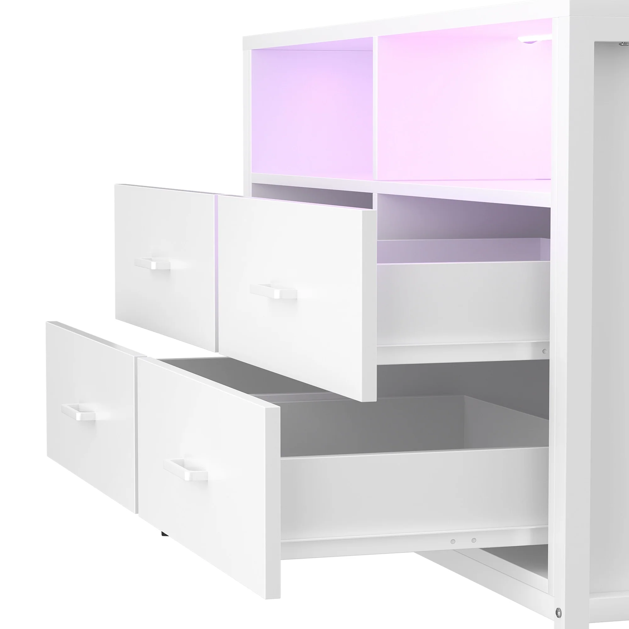 Chest of Drawers with LED Lights and Outlets,Wood Drawer Dresser for Clothes Storage