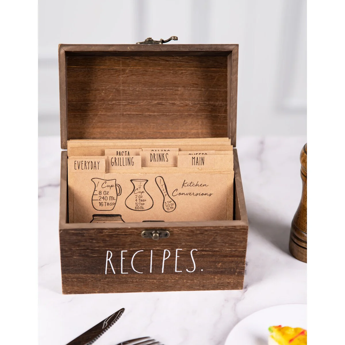 Rae Dunn Antique Recipe Box - Dividers not Included