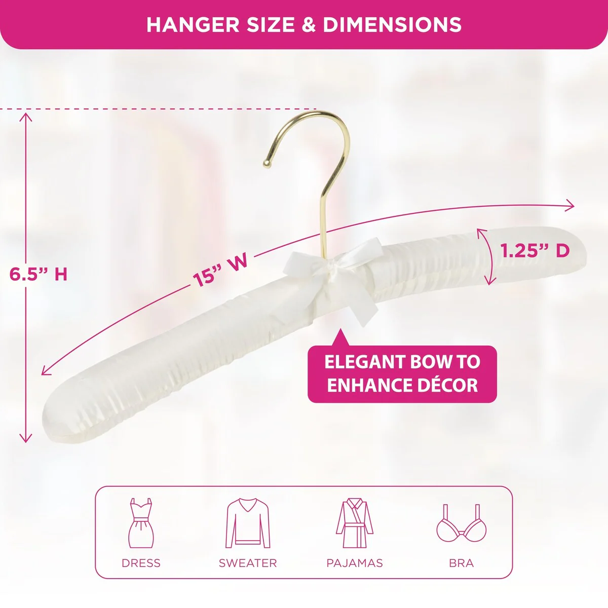 Premium Heavy Duty Thick Satin Padded Hangers Anti Slip - Ivory, Set of 12