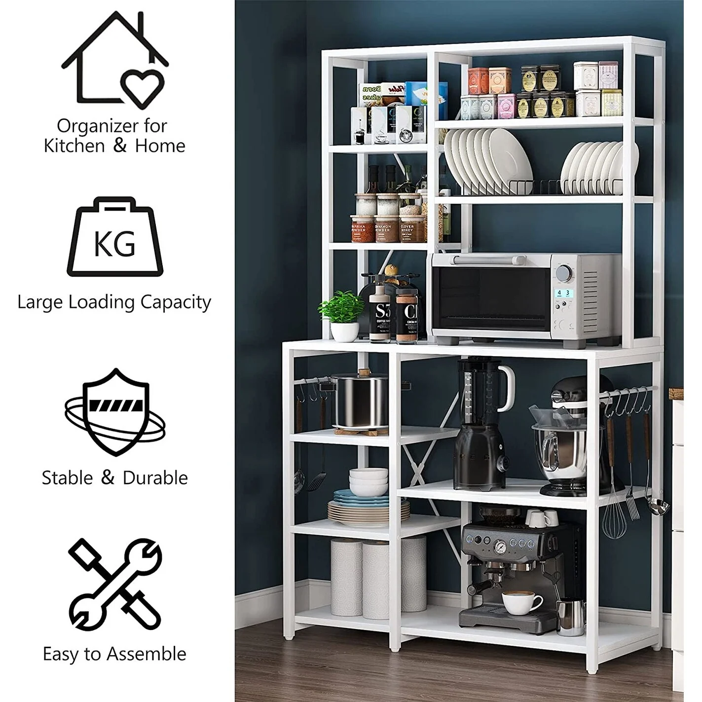 Kitchen Baker's Rack, Free Standing 5-Tier, 6-Tier Kitchen Utility Storage Shelf Rack