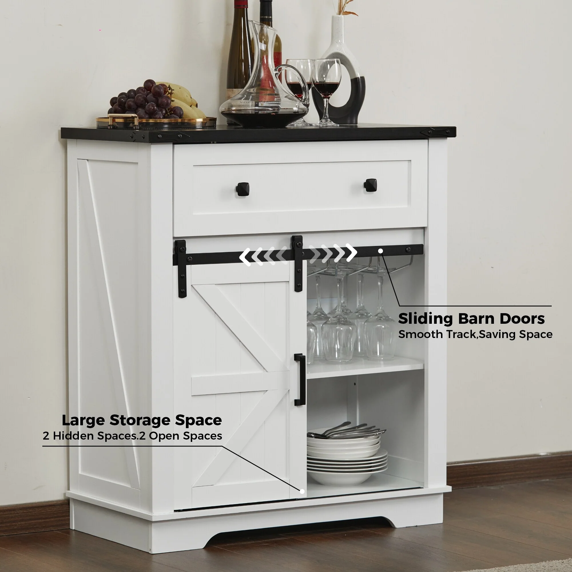 Farmhouse Coffee Bar Cabinet,Kitchen Buffet and Sideboard for Dining Room, Living Room, Entryway