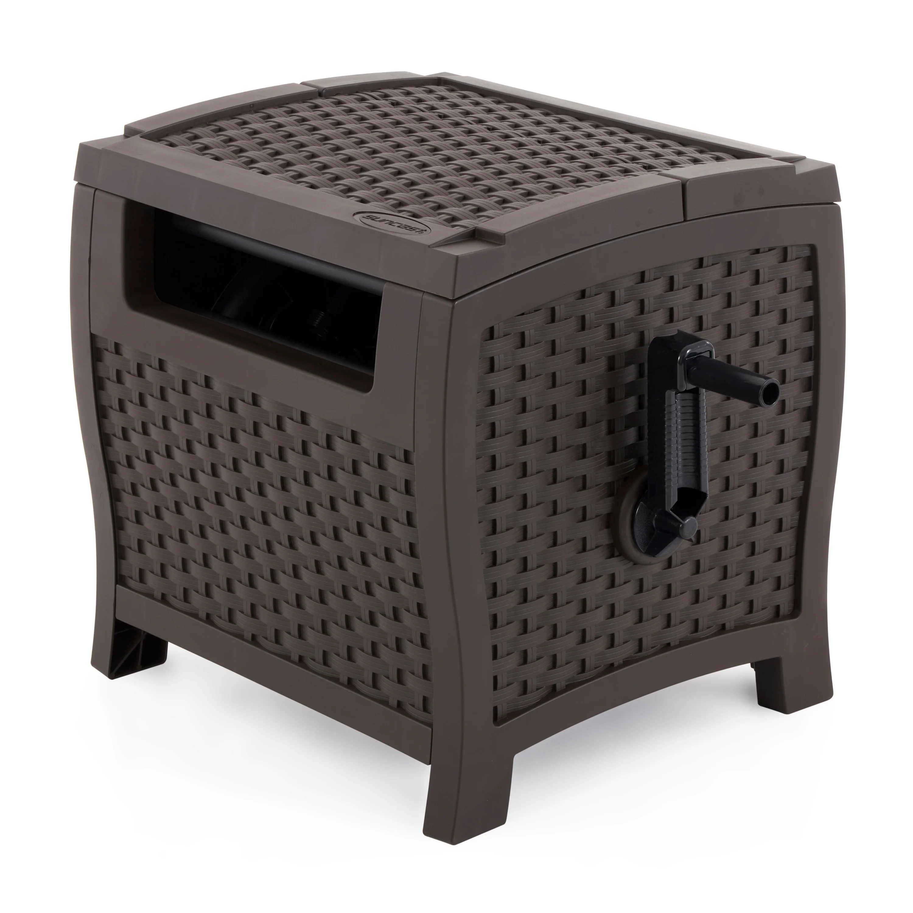 Suncast 175 Foot Slide Trak Outdoor Garden Water Hose Hideaway, Mocha Brown - 13