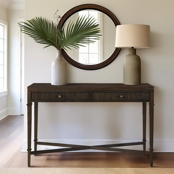2-Drawer Console Table with X-Shaped Base