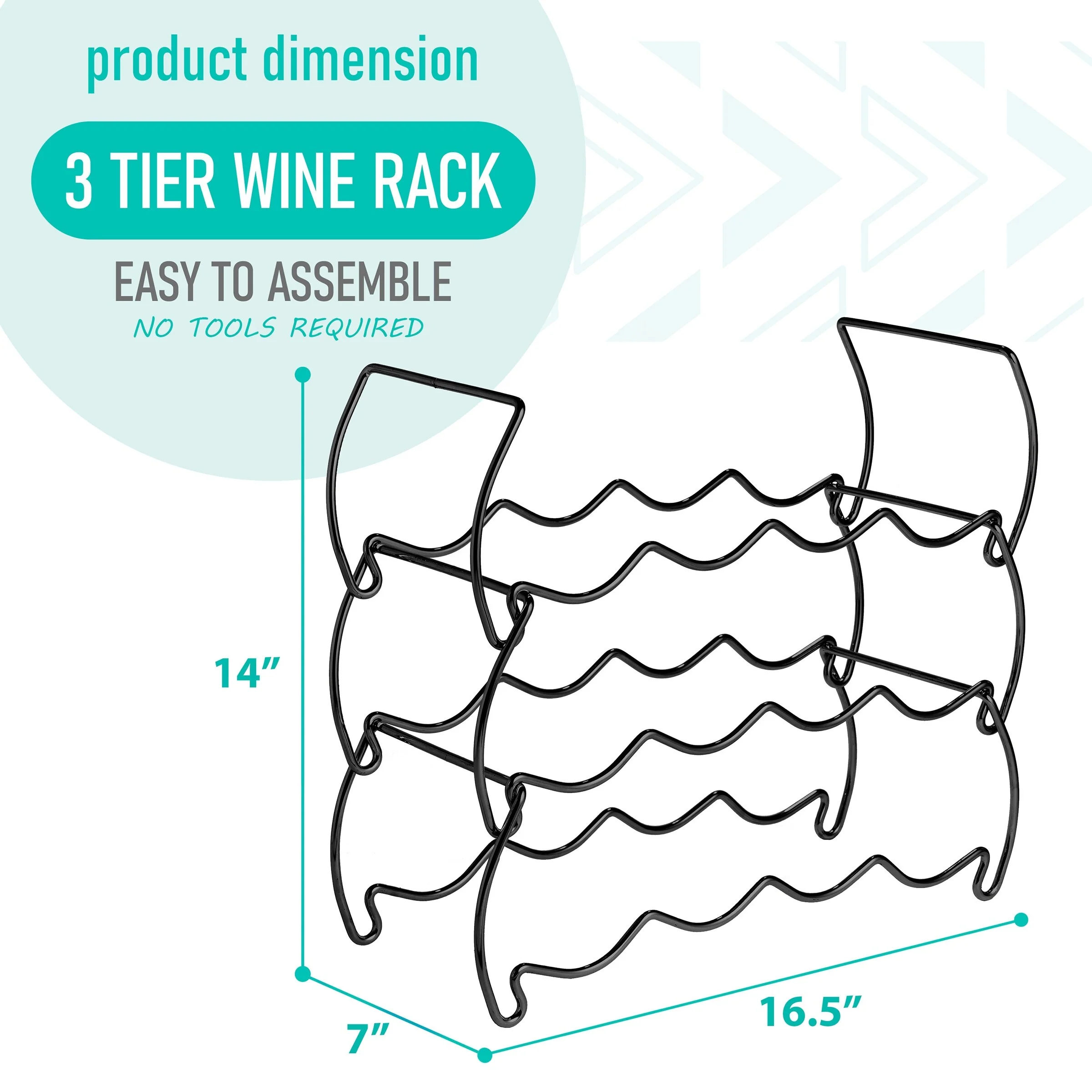 Metal Detachable Wine Rack - 3 Tier, Copper - 14