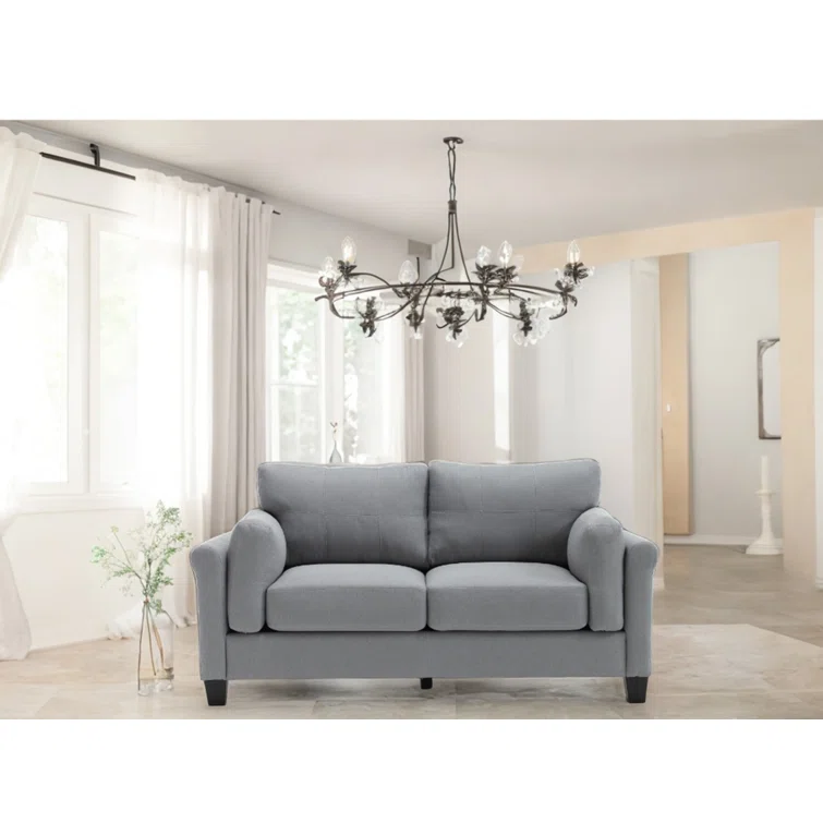 Modern Sofa Linen Upholstered Loveseat Sofa Comfortable Two Seat Couch For Living Room Or Office