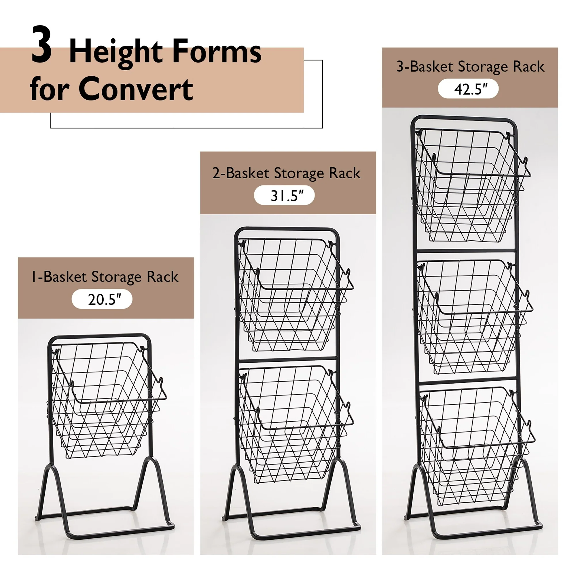 Costway 3-Tier Wire Fruit Basket Stand Kitchen Snack Vegetable Storage - See Details