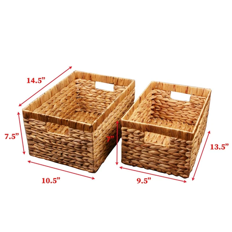 Water Hyacinth Rattan Nesting Storage Baskets 2-Pack - 14.5